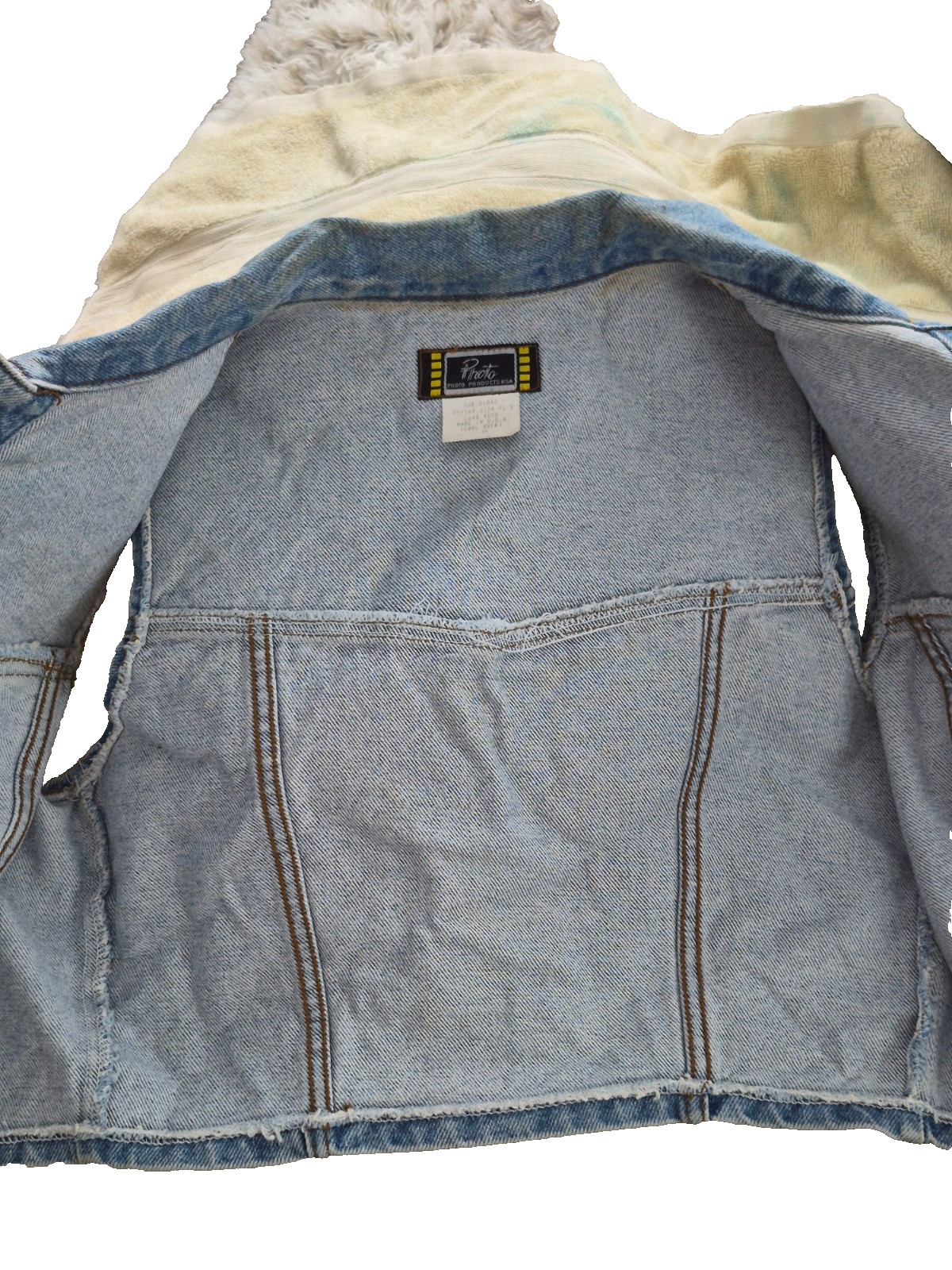 Embellished Denim Vintage 90s cropped fit vest with a light-to-medium wash