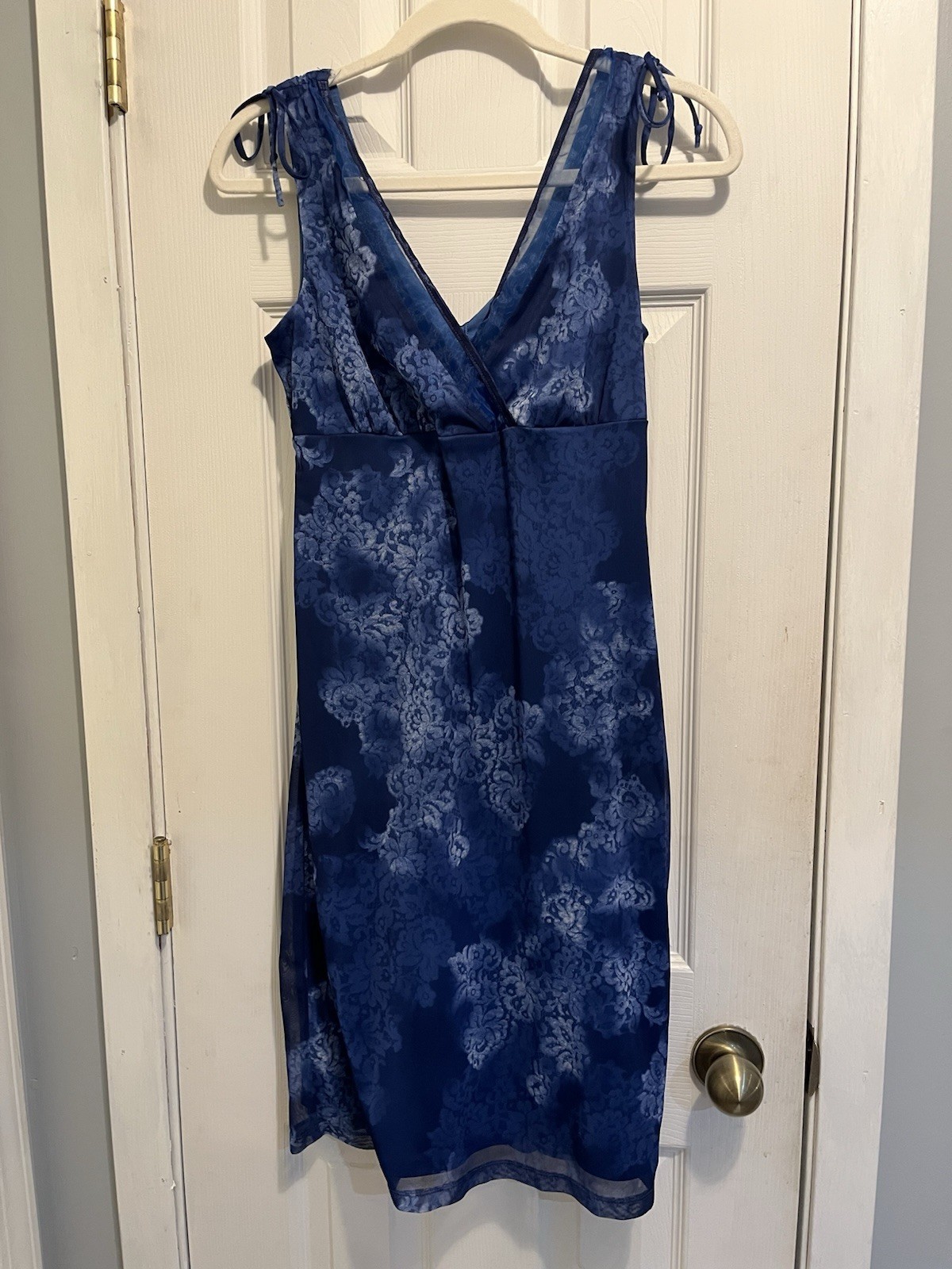 Vtg Blue Floral Slip Dress Empire Waist Fully Lined Sleeveless 90’s Size M-read