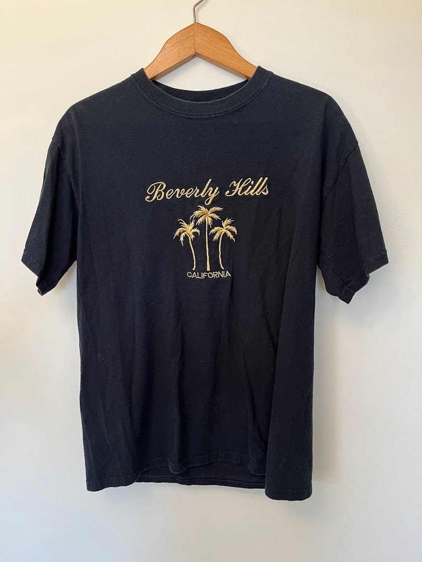 Vintage Beverley Hills California T Shirt Medium Black Short Sleeve Palm Trees