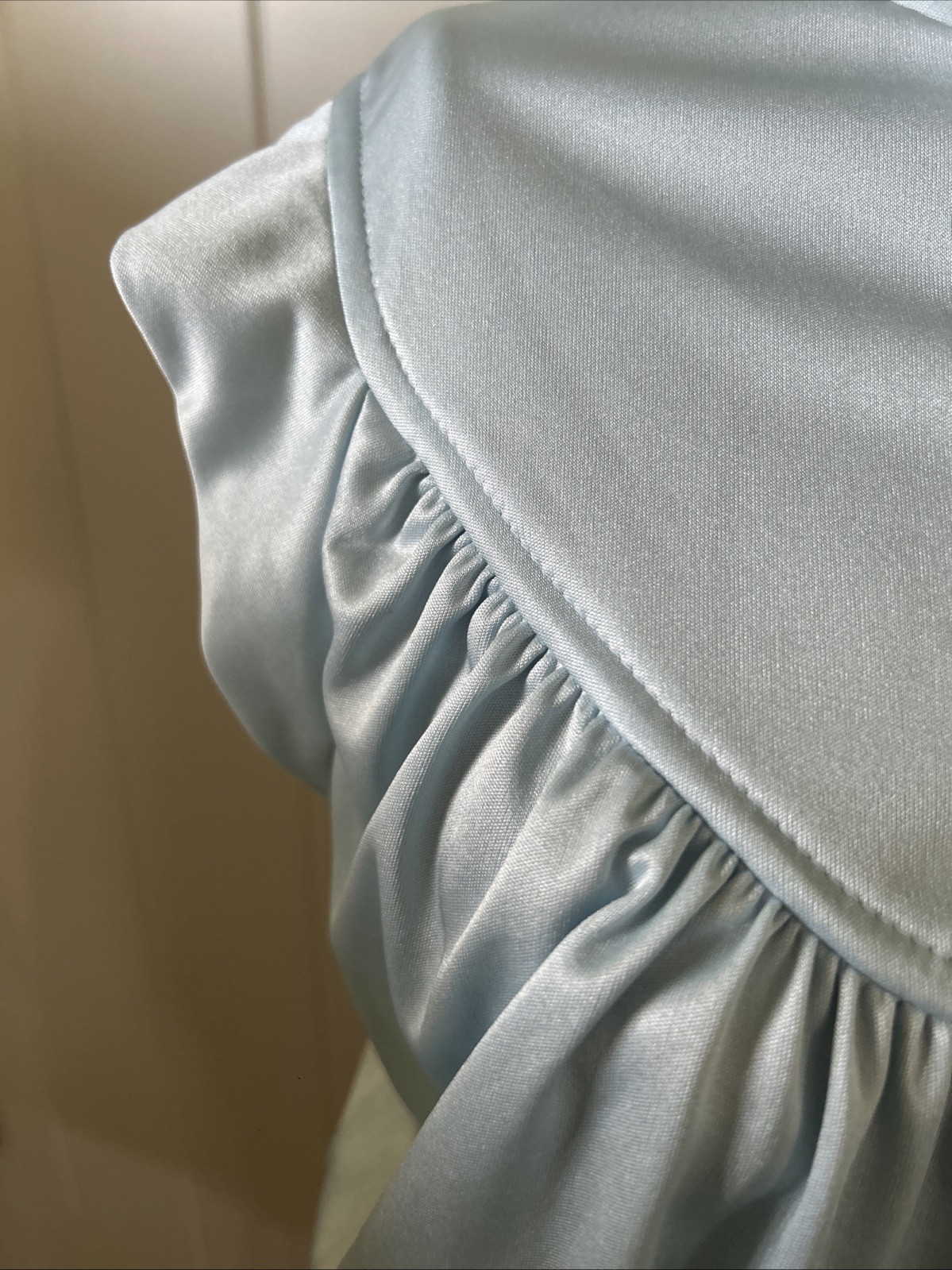 Vintage 1970’s Sears The Fashion Place Silky Baby Blue Disco Dress Vtg. Size 12