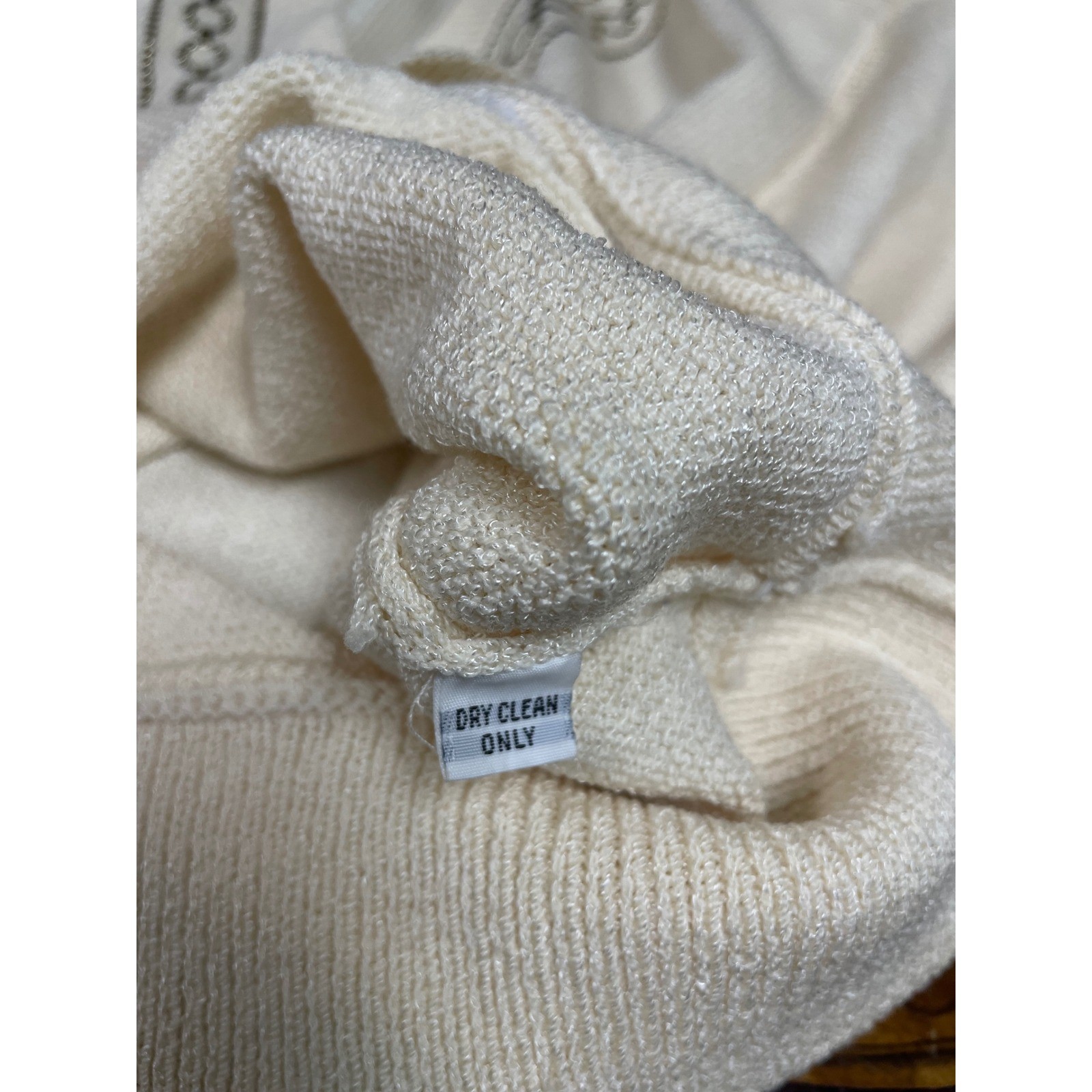Vtg St. John Cream Beaded Faux Wrap Santana Knit Batwing Sleeve Sweater Retro M