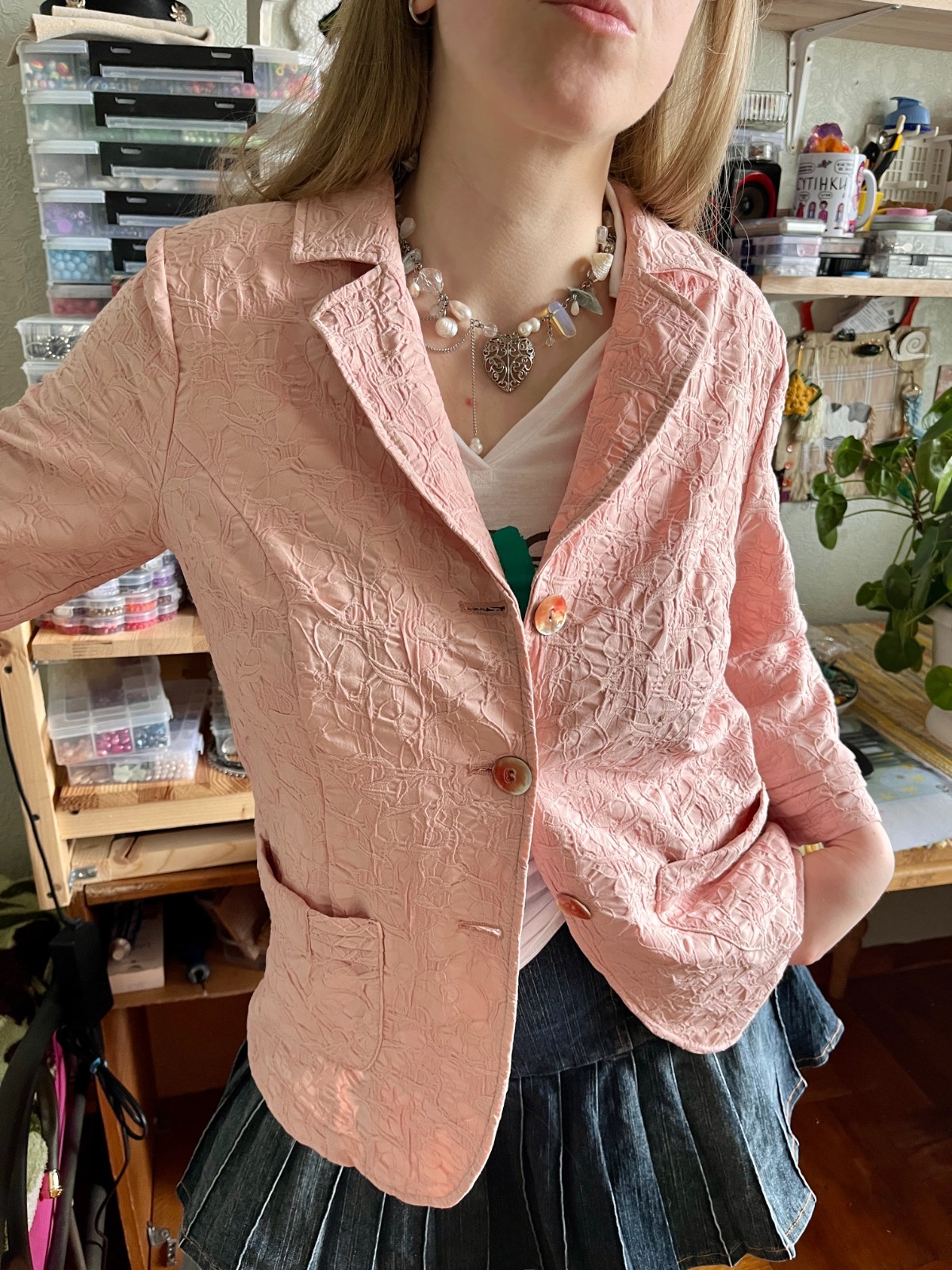 Rare Vintage Fair Lady Pink Womans Germany 3/4 Sleeve Jacket Size M