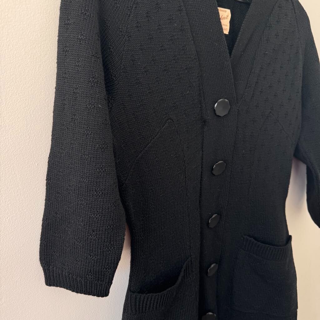 VINTAGE California Sportswear Snyderknit Dress – Womens Sz 4-6 – Black – 1940s