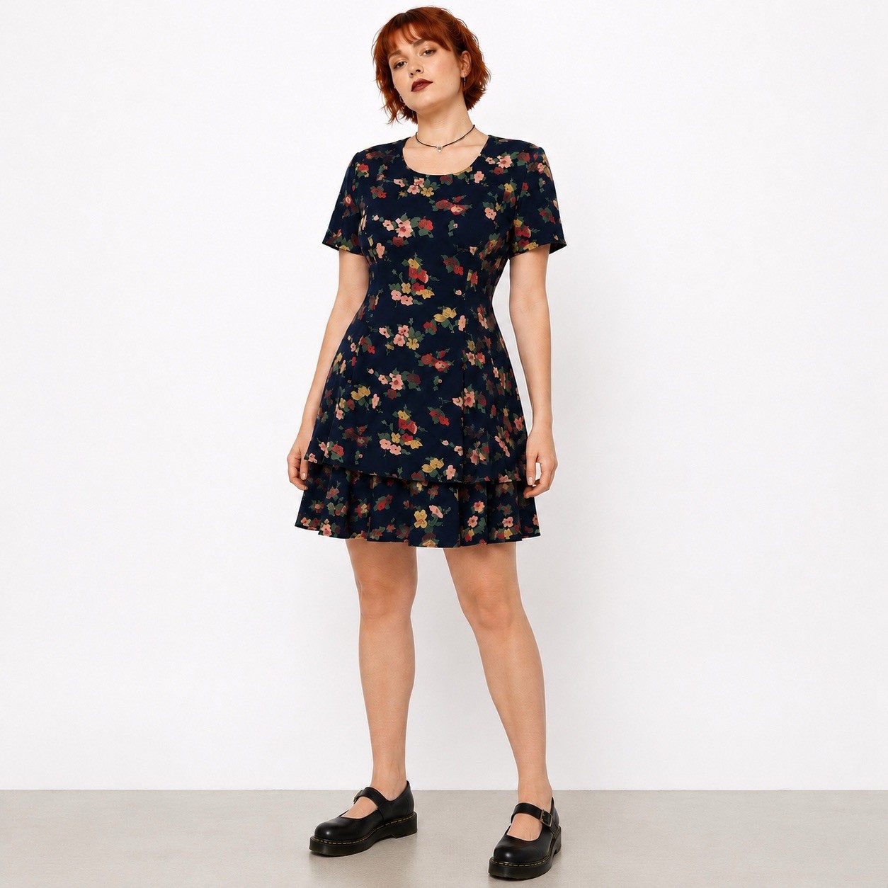 Vintage 90’s Two Tiered Dress Size 10 M L Tie Back Floral Y2K Grunge Whimsigoth