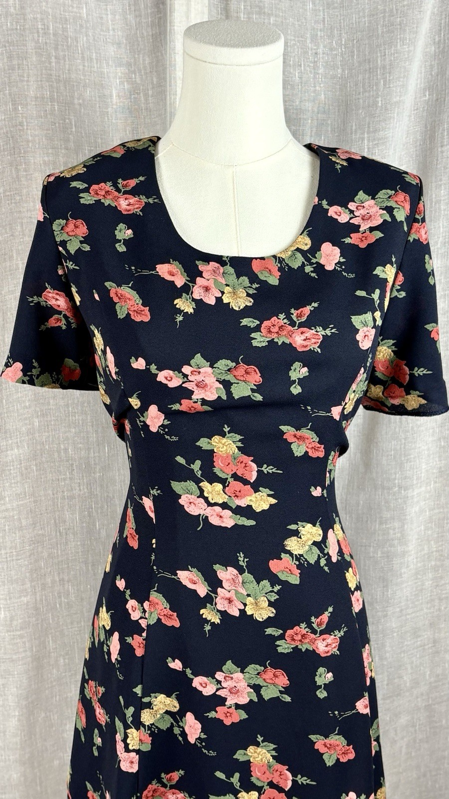 Vintage 90’s Two Tiered Dress Size 10 M L Tie Back Floral Y2K Grunge Whimsigoth