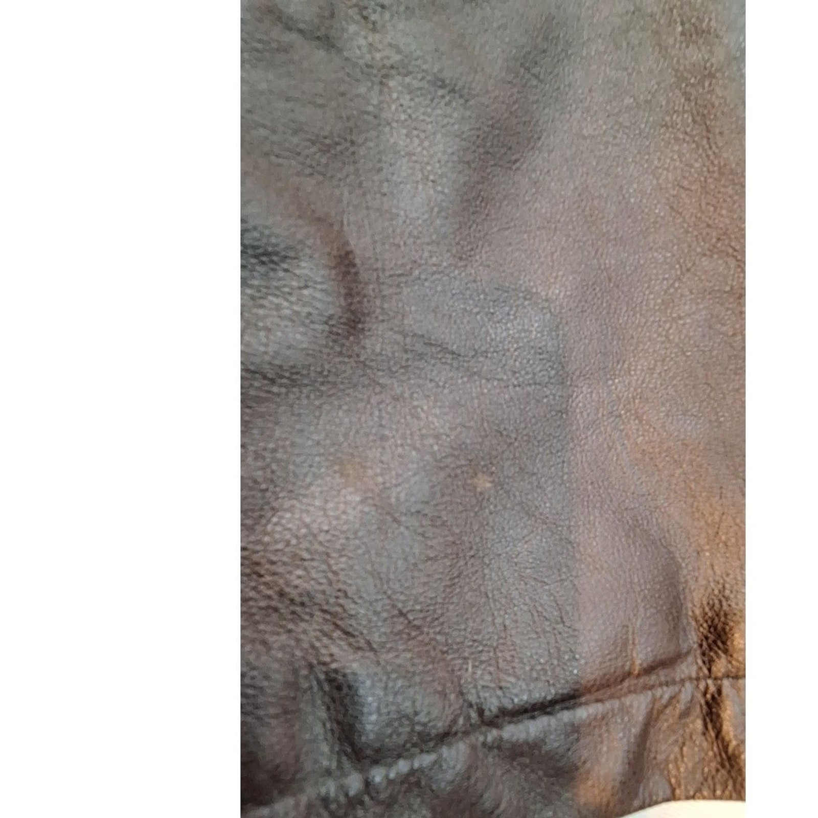 Donna Pelle Vintage Brown Leather Coat Faux Fur Collar Size S