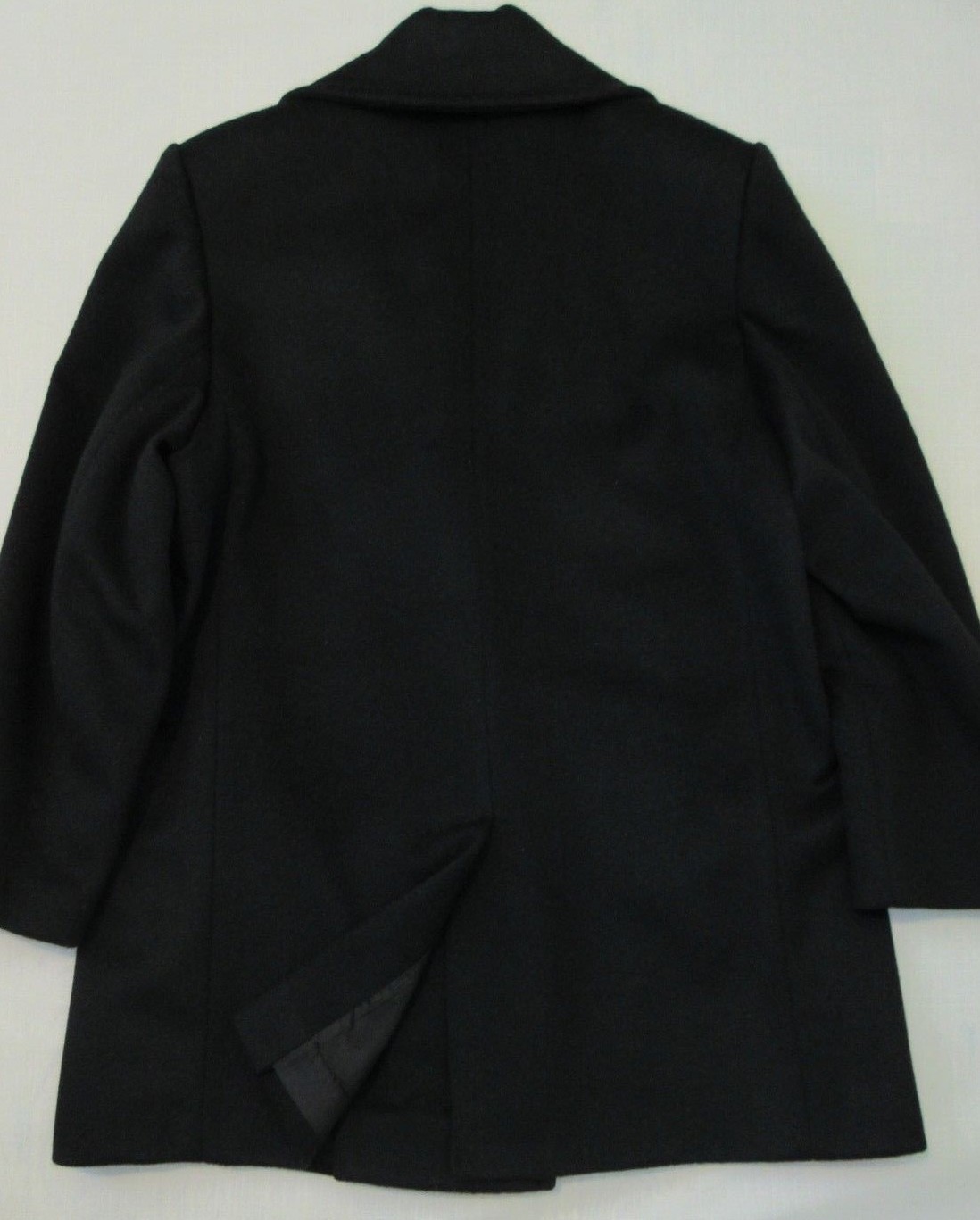 Vtg Black Wool Coat Knee Trench Sz 10 M * L* Forecaster of Boston Union USA
