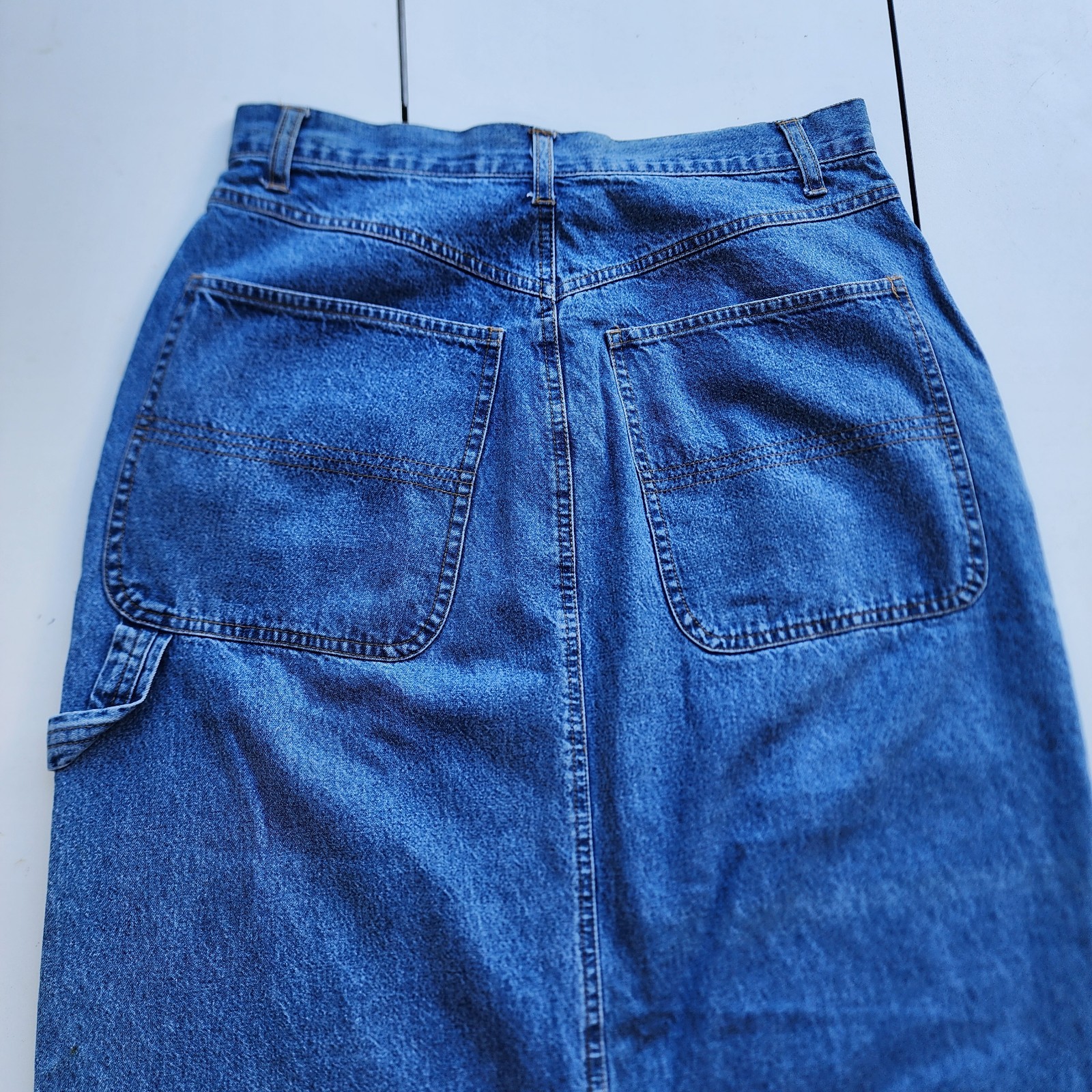 Vintage Route 66 Women’s MAXI Denim JEAN Skirt Blue Pockets Sz 11/12