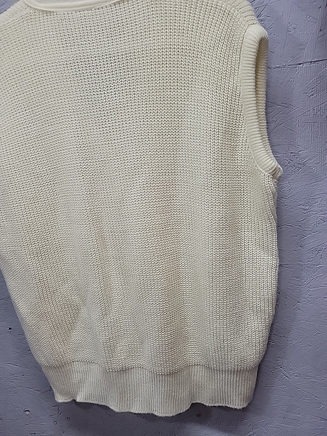 Vintage Arielle New York Cream Sweater Vest Acrylic USA Women Sz L