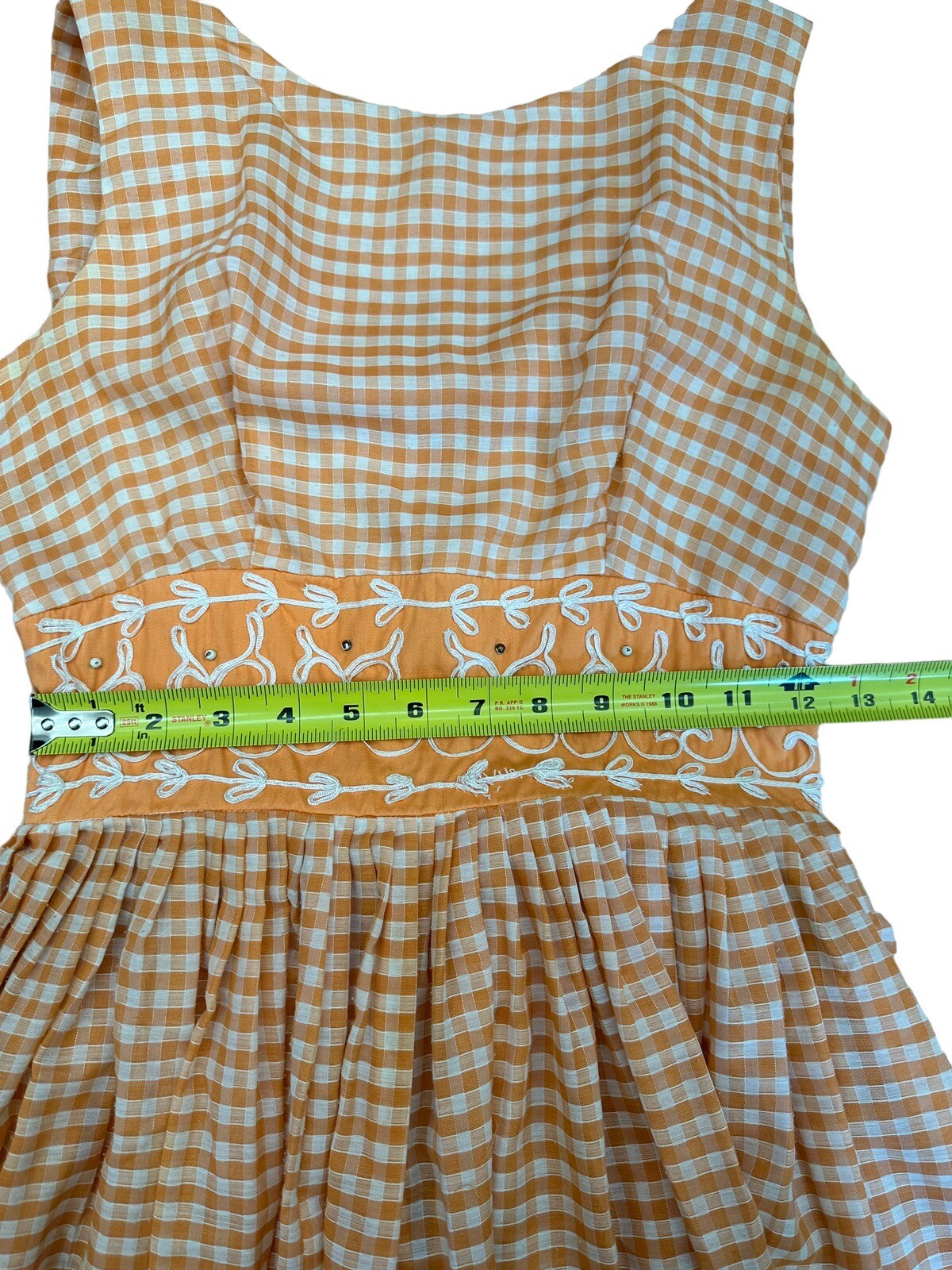 Vintage 1960’s Stanton Jrs. Gingham Cottagecore High Waisted Trill Dress