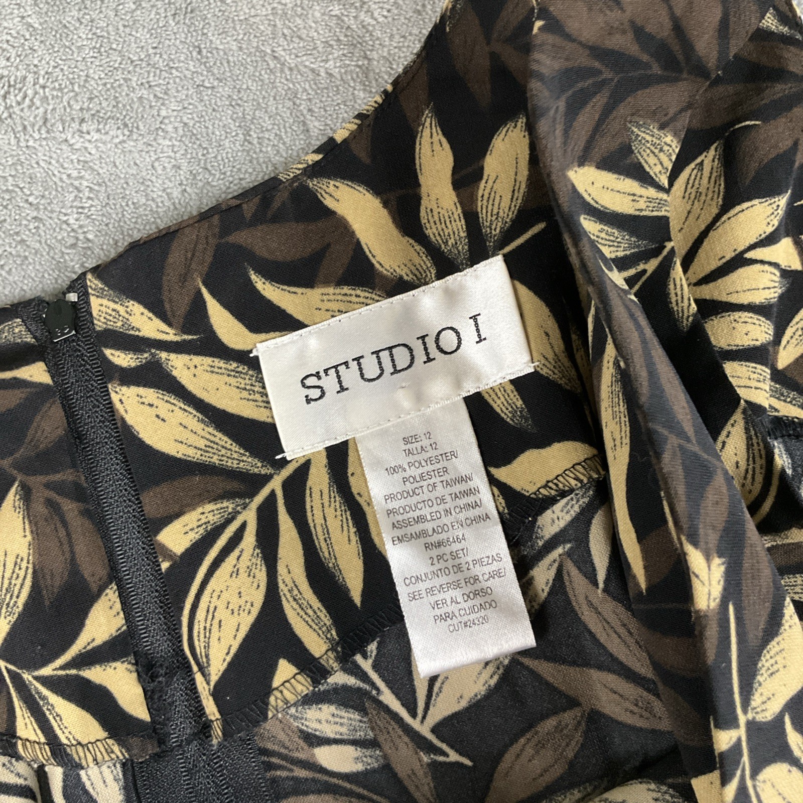 STUDIO I Black Floral Tropical Midi Sleeveless Dress Y2K 90s Travel Vacation 12