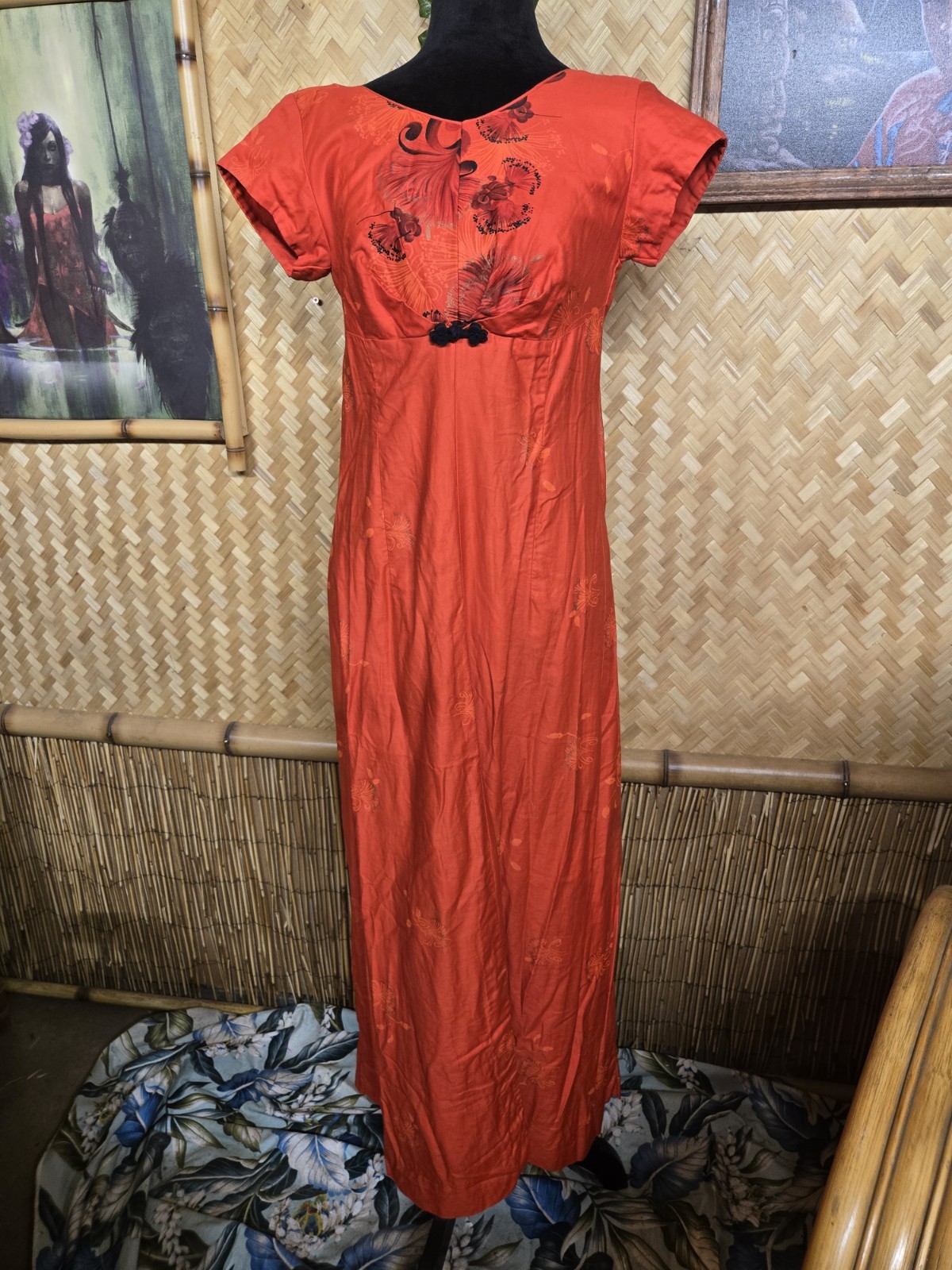 Vintage Hawaiian Togs Aloha Maxi Dress w1243