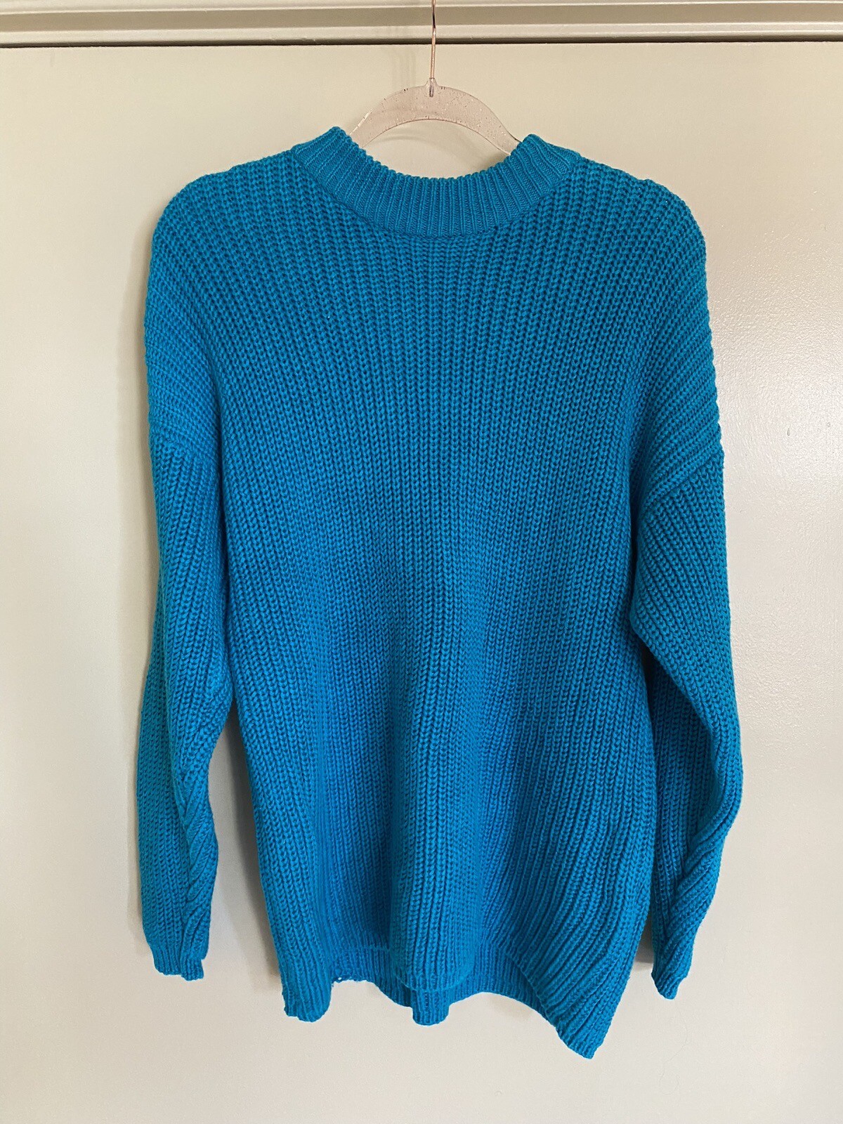 Vintage 1980’s Nordstrom Rafaella Blue Chunky Knit Oversized Sweater M