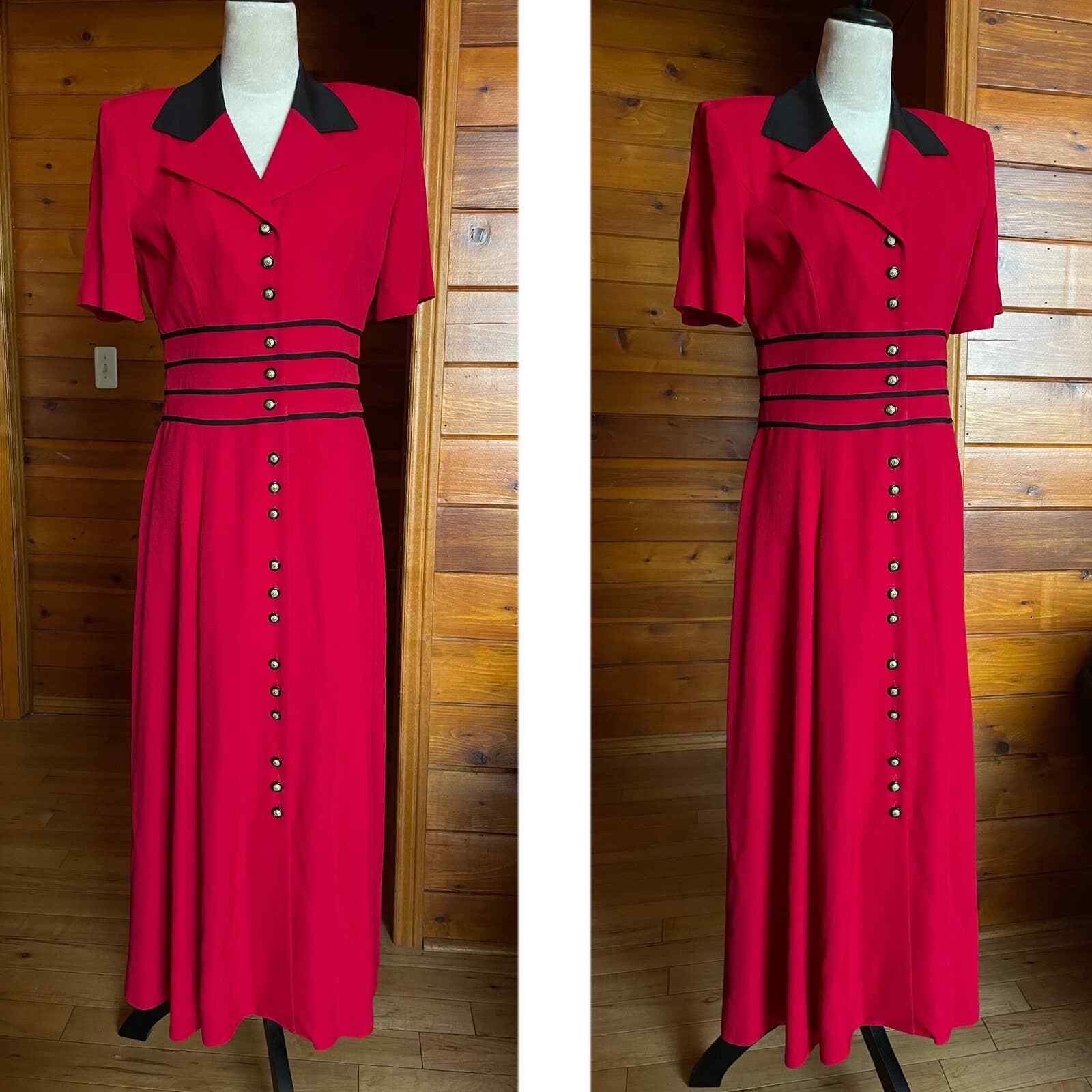 Vintage 1980s Julian Taylor Button Down Shirt Dress Sz 8