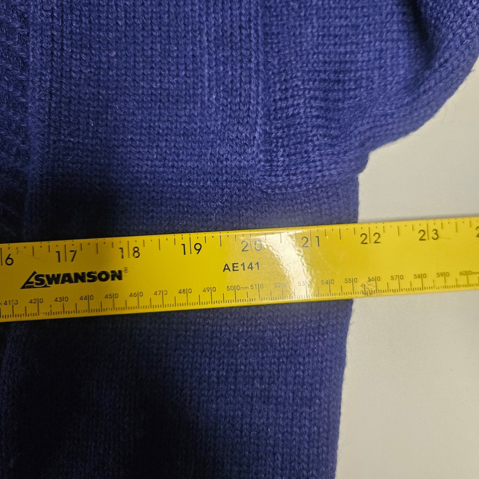 Bleyle Vintage Blue Virgin Wool Blend V-Neck Cable Knit Sweater Made in Italy