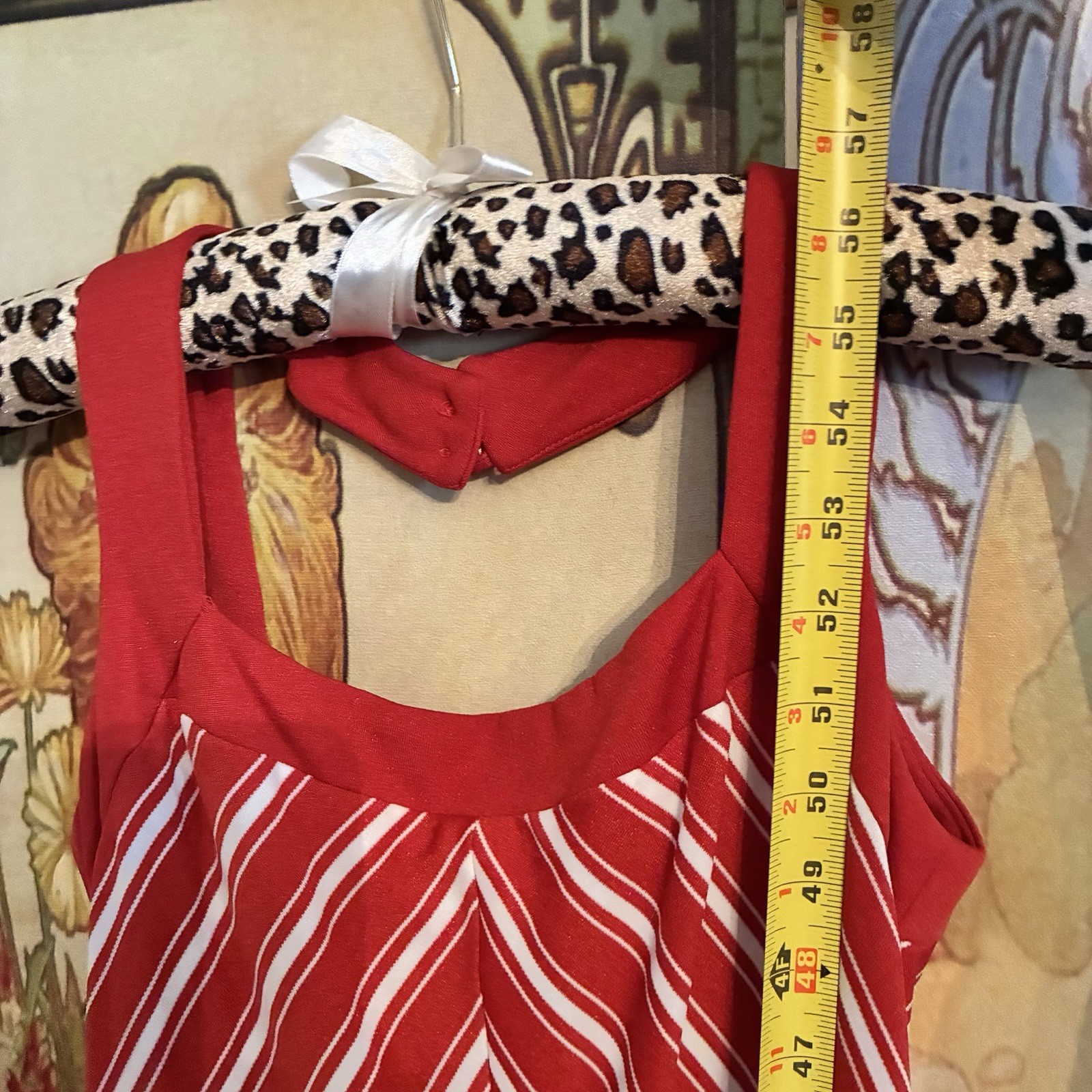 Vintage Sleeveless Trolley Car Maxi Dress Candy Cane Chevron Stripes Small