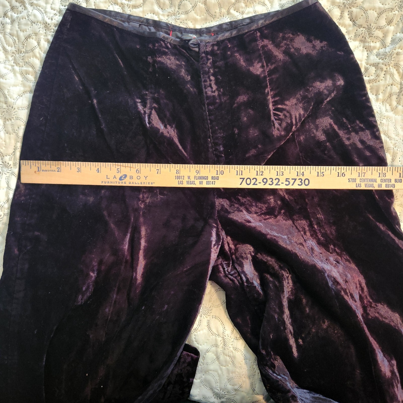 Born in America Black Velour Vintage Womens High Waist Wide Leg SZ 7/8 USA Made