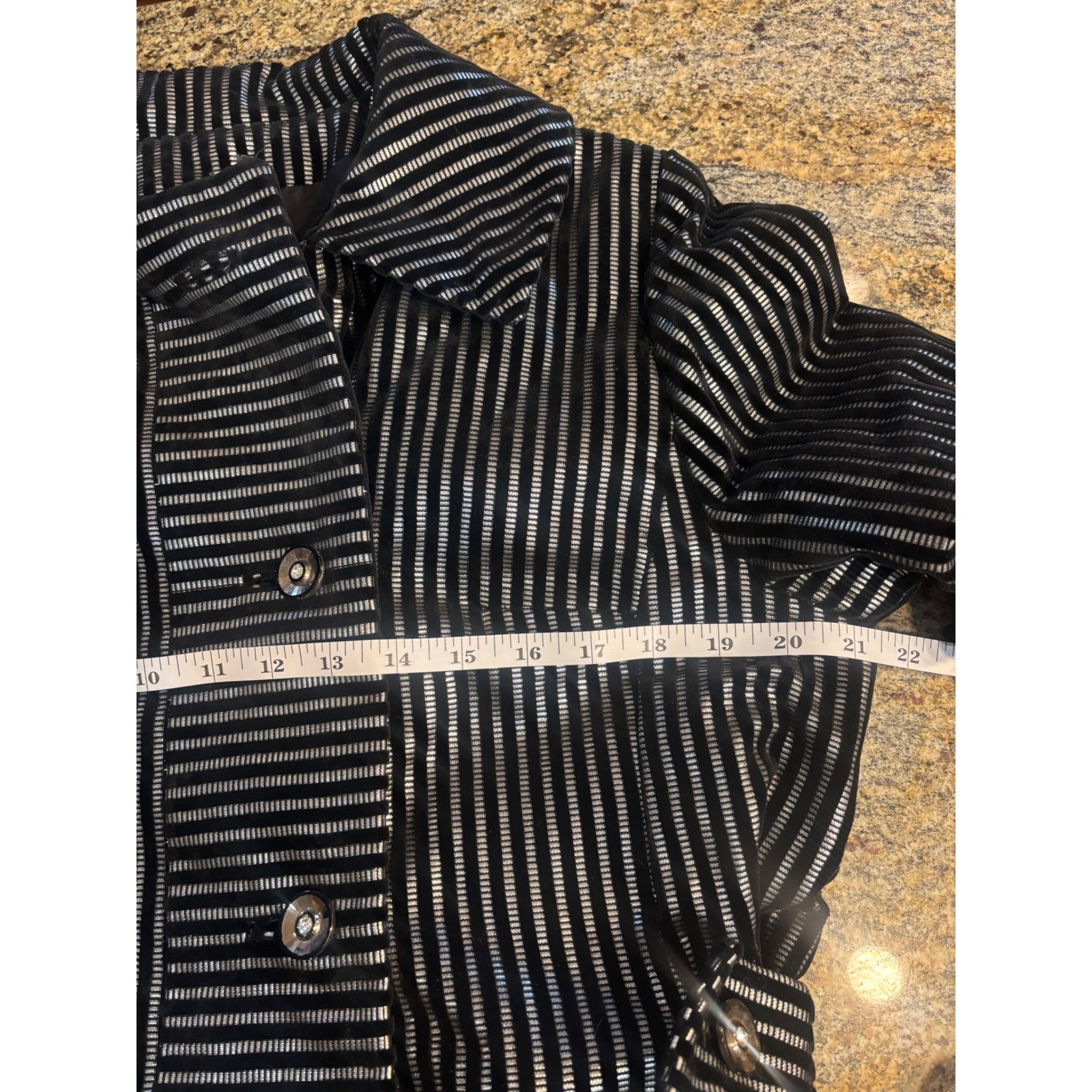 Vintage Count Romi Metallic Silver Black Striped Trench Coat Belted Size 16