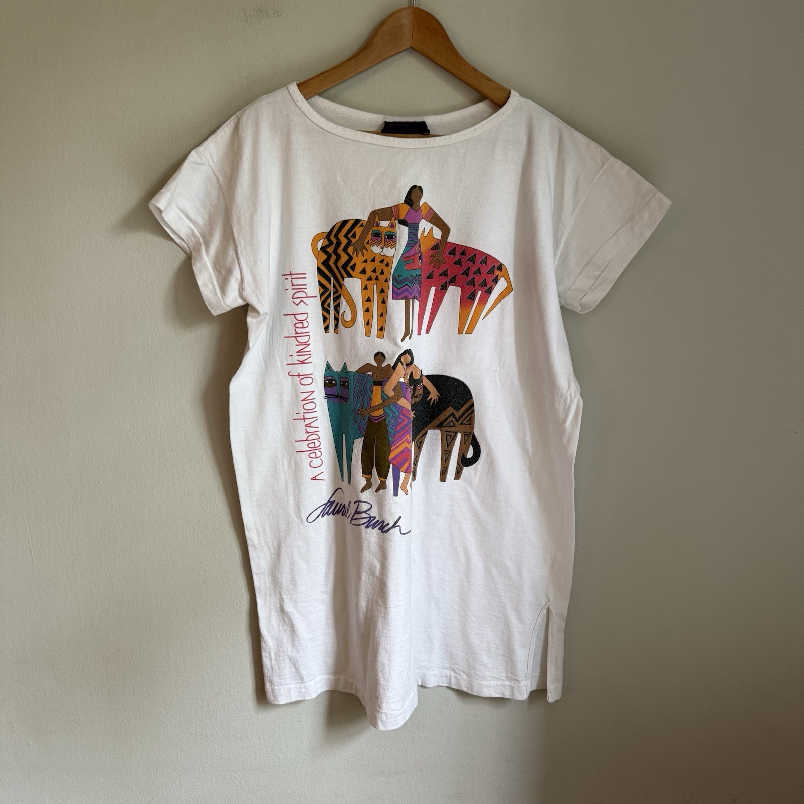 Rainbow Cat Cousins Laurel Burch Graphic Kittens Art Vintage USA 80s 90s T-Shirt