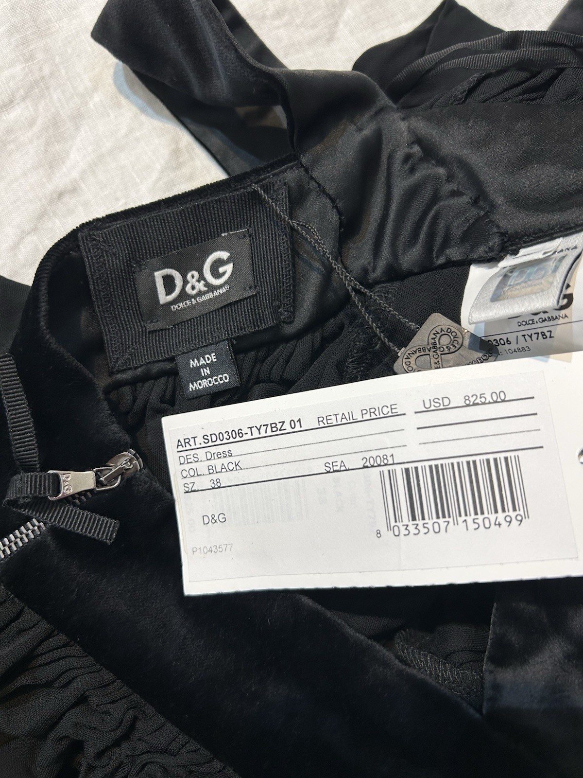 1990s Dolce & Gabbana D&G Black Plunging Sexy Beaded Sleeveless Vintage 90s Gown