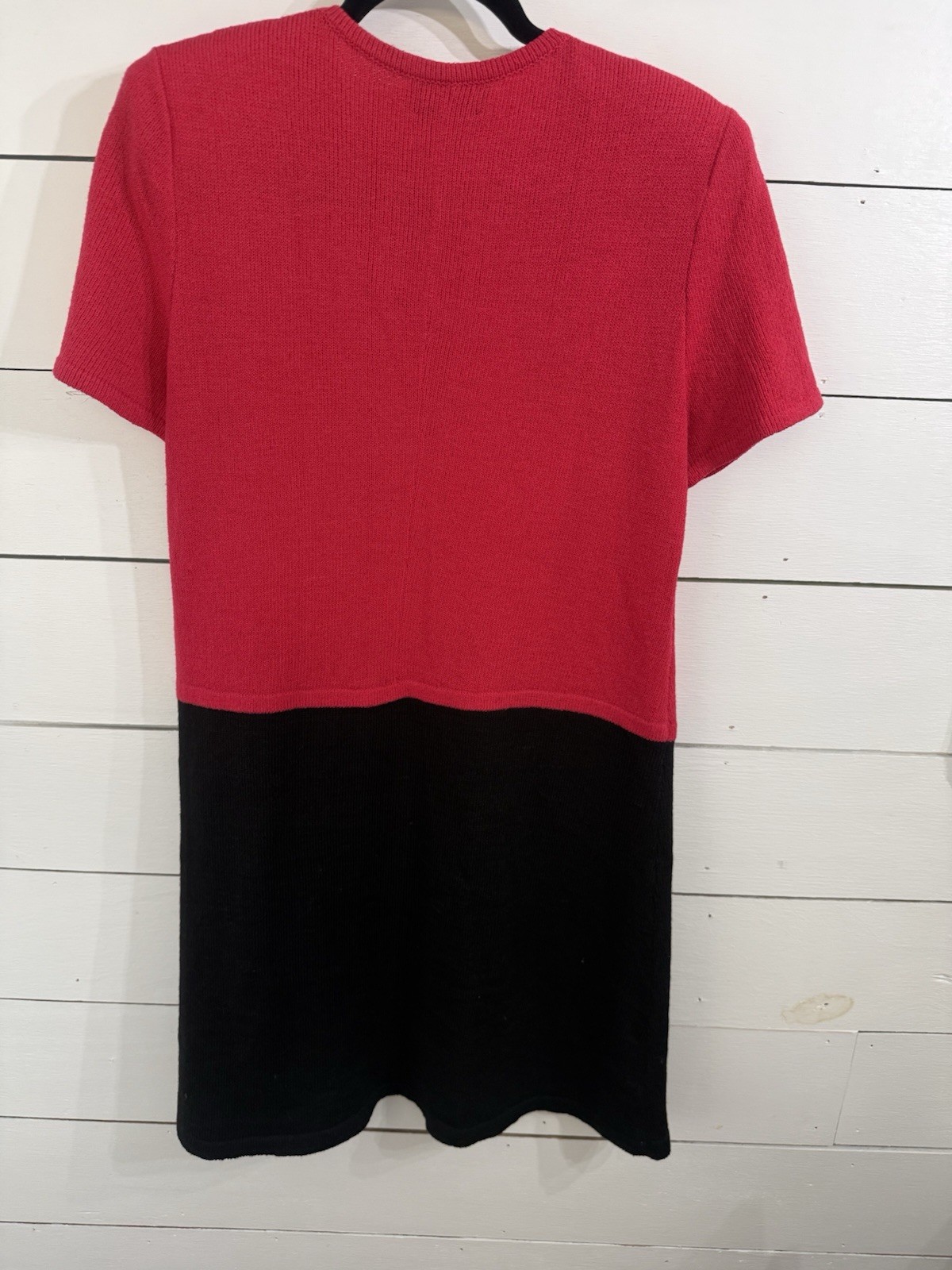 Vintage Don Sayers for Wellmore Dress 10 Pink Black Colorblock Knit Rayon Wool