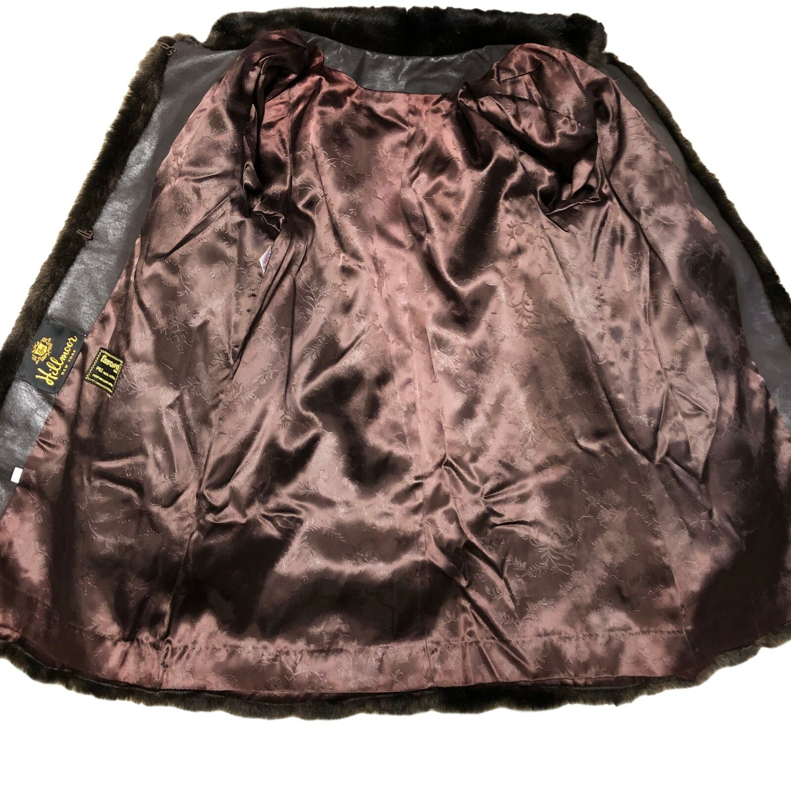Vintage Hillmoor NY Tissavel France S/M Faux Fur Jacket Coat Brown Union Made