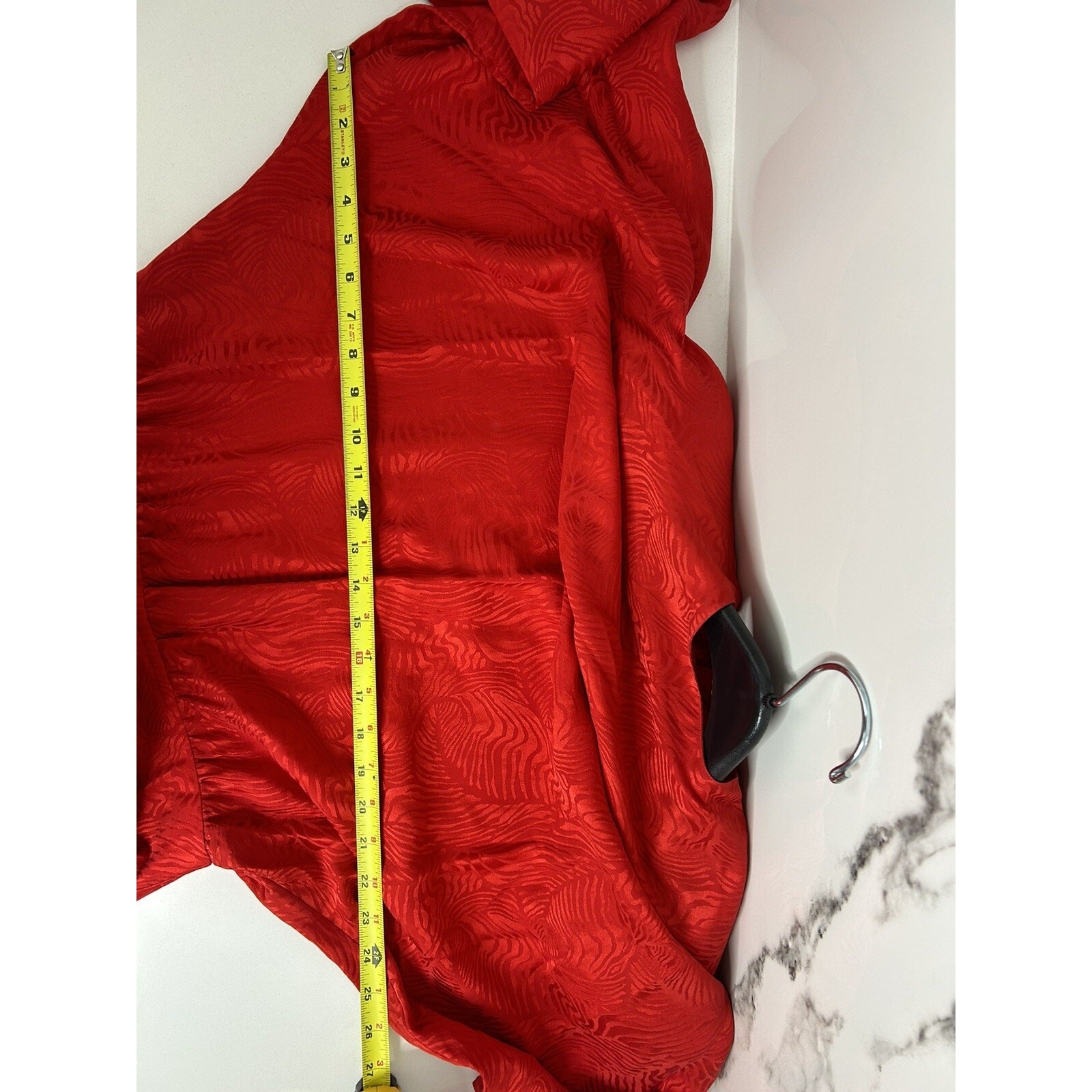 Vtg 80S SILK Jerri Sherman Midi Dress 12/L Red Jacquard Drop Waist Holidays