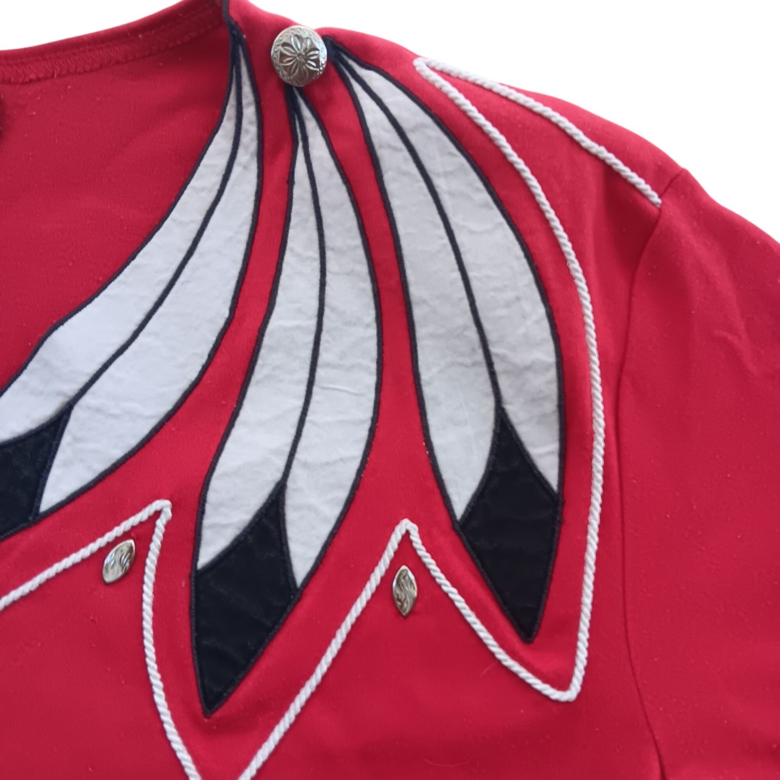 Medium Vintage Top 1980’s 1849 Authentic Ranchwear Red Western Shirt Feathers