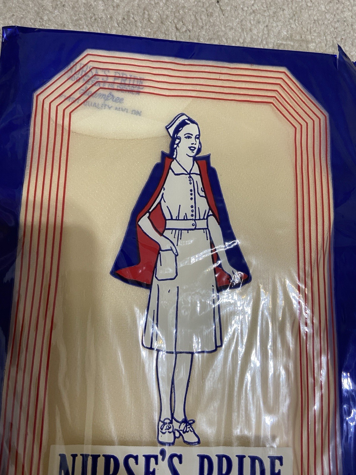 Vntg c1950s Nurse’s Pride Hosiery Cardboard Box w/ 2 Pair Knit Stockings in Pkg