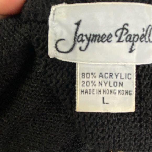 Vintage 90s JAYMEE PAPELL Large Black Knit Sweater