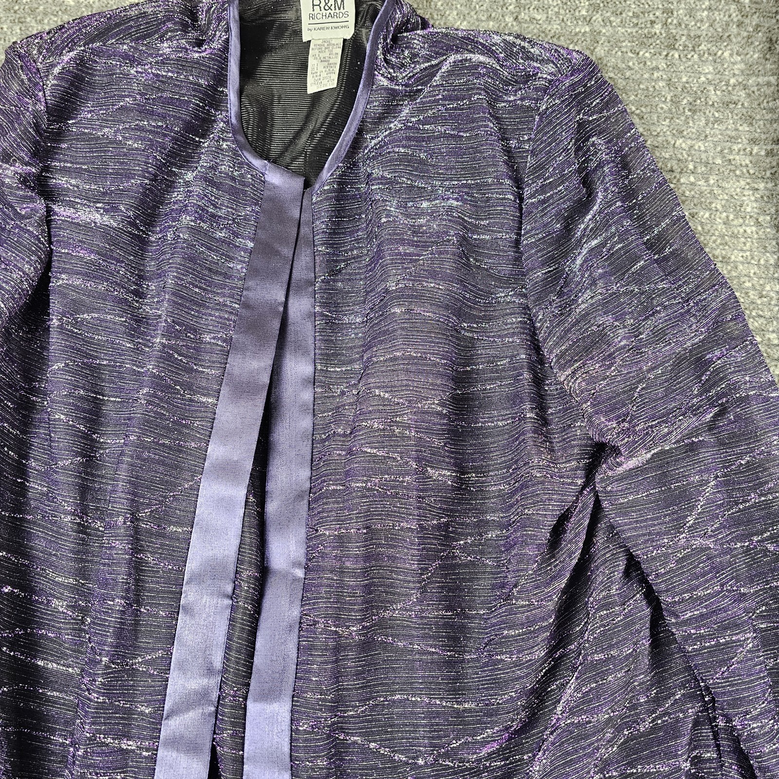 Vintage R&M Richard’s Karen Kwong Size 18W 2 PC Purple Jacket & Gown Set 4729