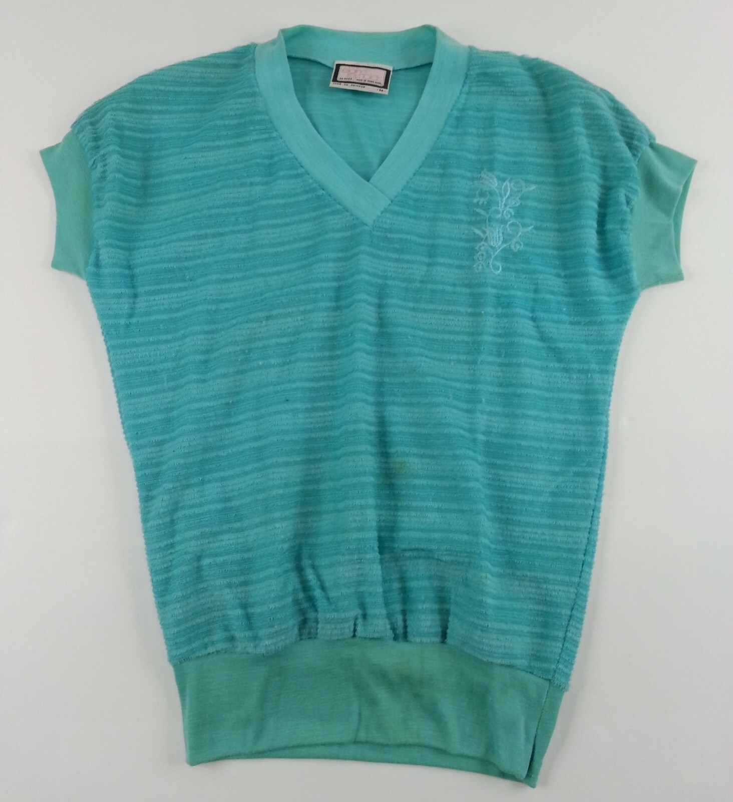 Elaine Reynolds 1970’s 80’s Teal Made Hong Kong Size M Short Sleeve Top