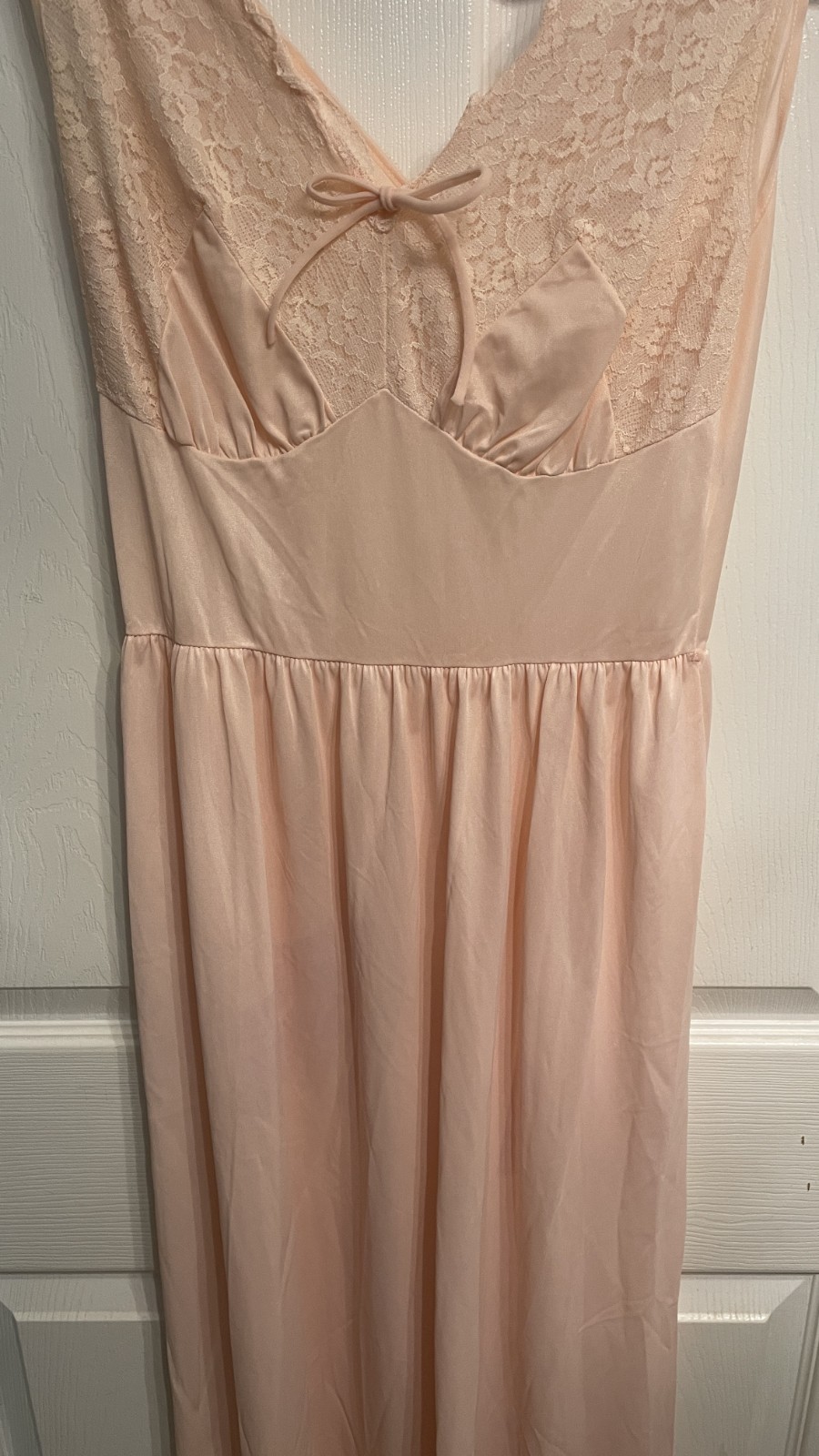 Vintage Sears Roebuck Charmode Nylon Nightgown PEACH Lace Detail Size 32