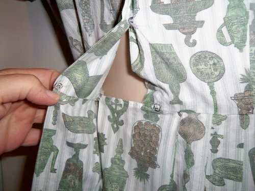 Vtg 50s VIRGINIA HART Cotton Fabric KITCHEN THEME Belt Dress DEADSTOCK M L NOS