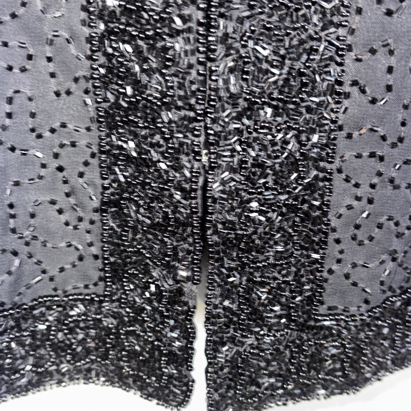 Laurence Kazar Jacket L black fully Beaded Party Mother Cocktail Formal vtg blac