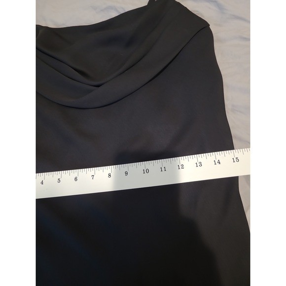 Vtg. KARINA NITES elegant Black slip dress maxi gown draped Neckline Women SZ 8