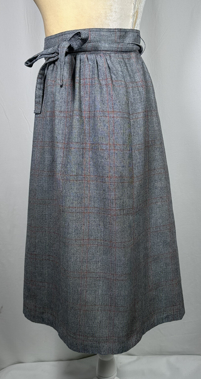 Emily Just Emily Skirt A-Line 10 Plaid High Waist Vintage Granny 60’s Gray Retro