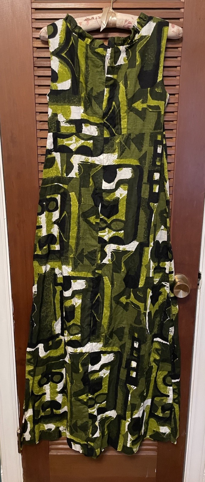 Vintage Liberty House Hawaii Maxi Dress Size S Abstract Pattern Green And Black
