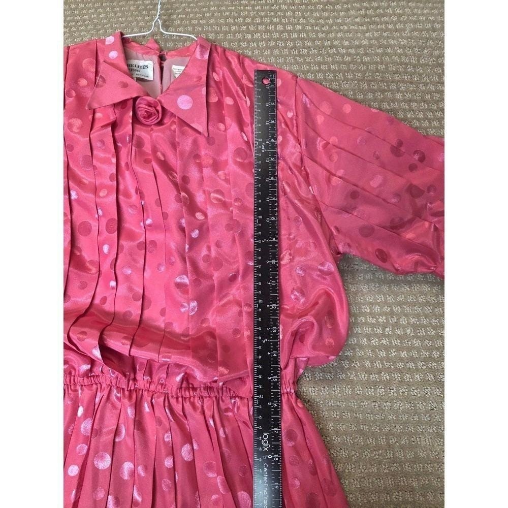 Vintage 80s Hot Pink Pleated Secretary’s Dress Sz 6P Dim the Lites