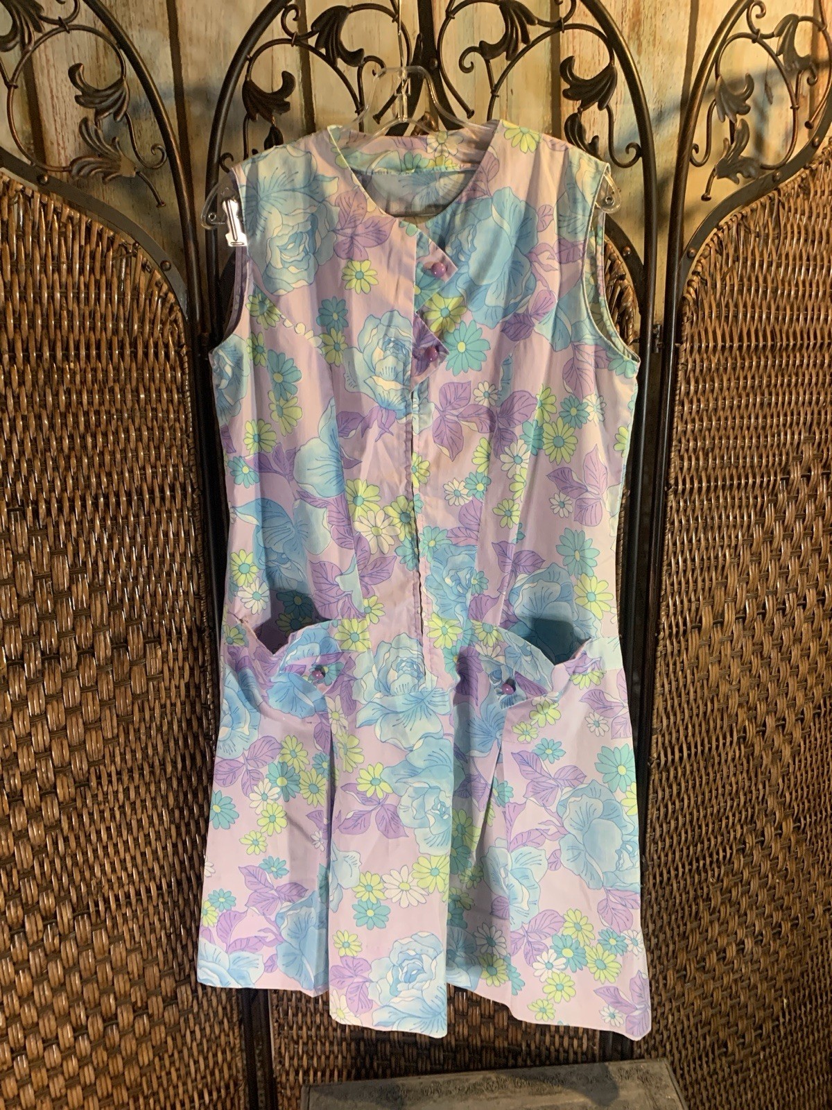 Vintage Floral Dress Handmade Size M