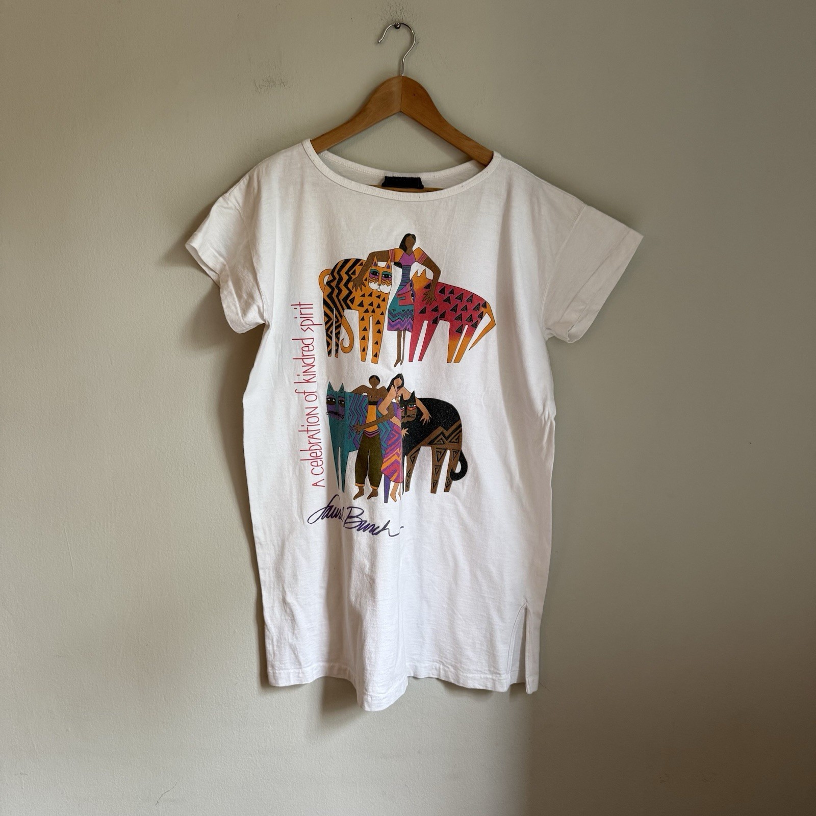 Rainbow Cat Cousins Laurel Burch Graphic Kittens Art Vintage USA 80s 90s T-Shirt