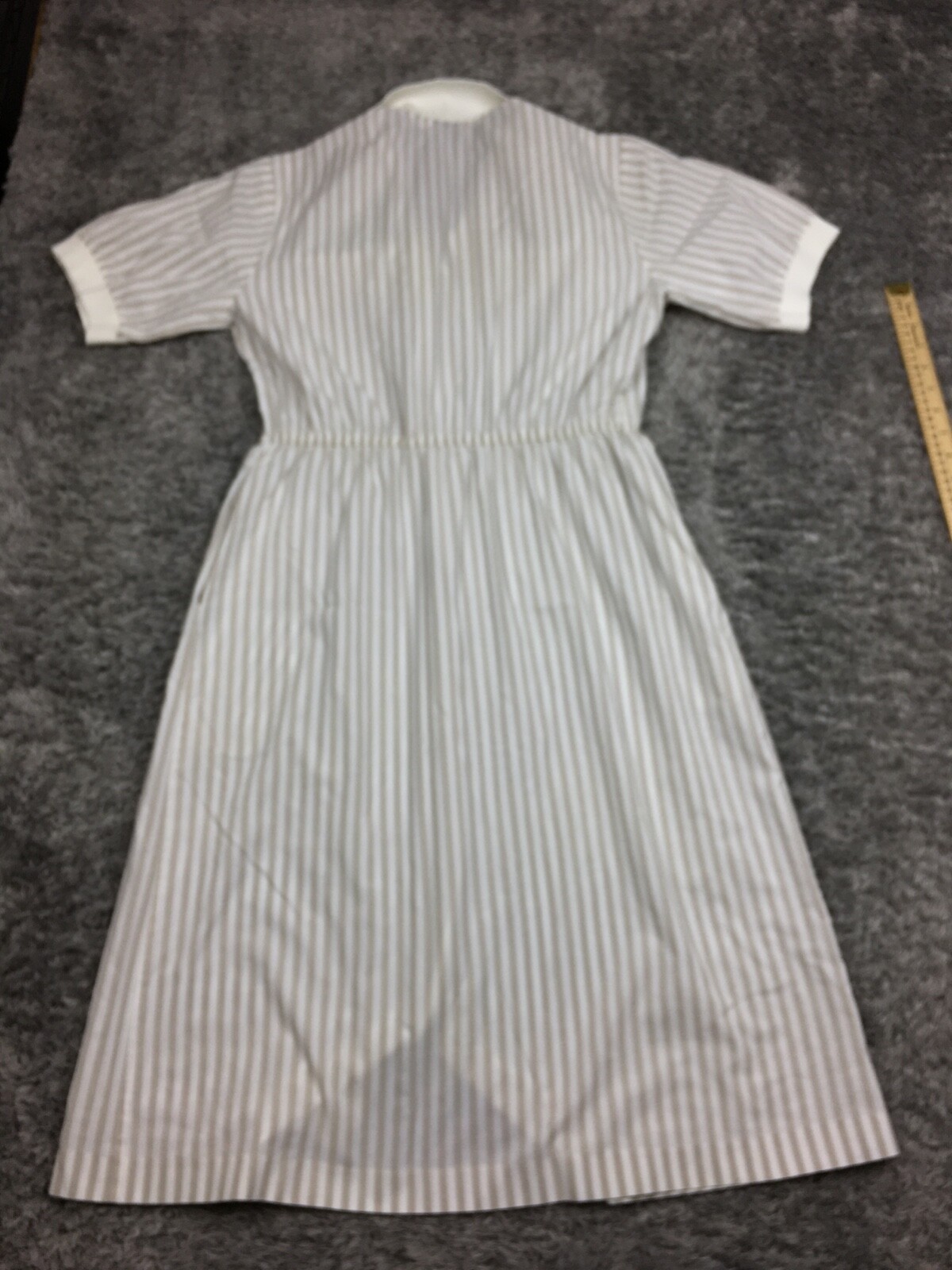 Vintage IMPROMPTU Collared Dress Womens Size 12 Brown White Short Sleeve Button