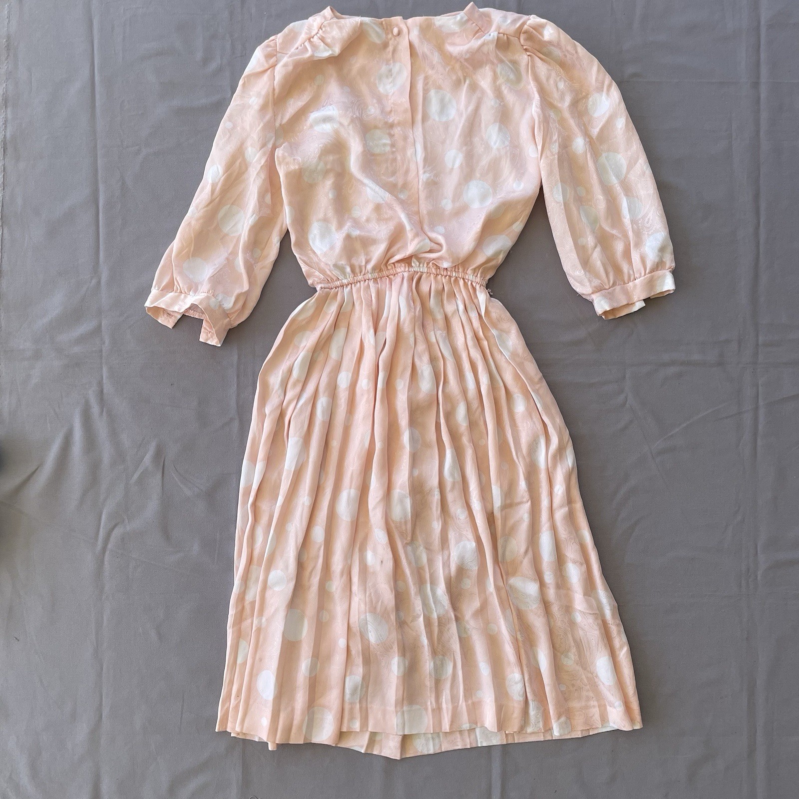 Vintage 1980s Alexis Fashion Inc Pink White Polka Dot Secretarial Dress Size S