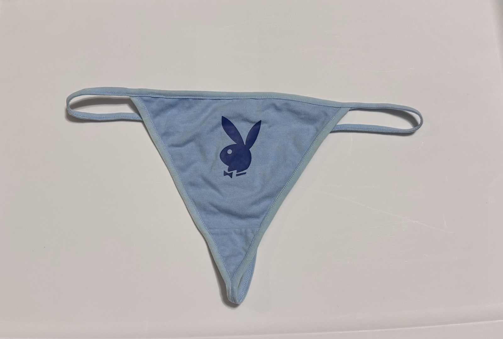 Vtg Y2K New Playboy Intimates Panties Thong Sz Large Blue Bunny Underwear