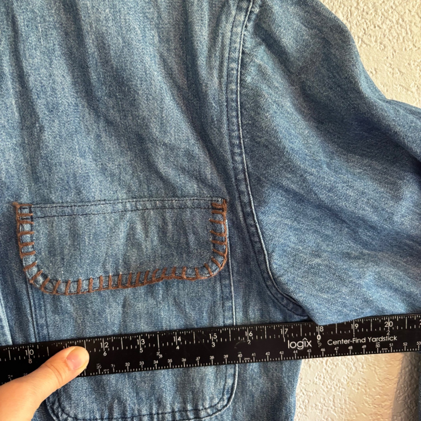 Vtg Saddle Club Denim Maxi Shirt Dress Sz 6 Blue Whipstitch Western Country Boho