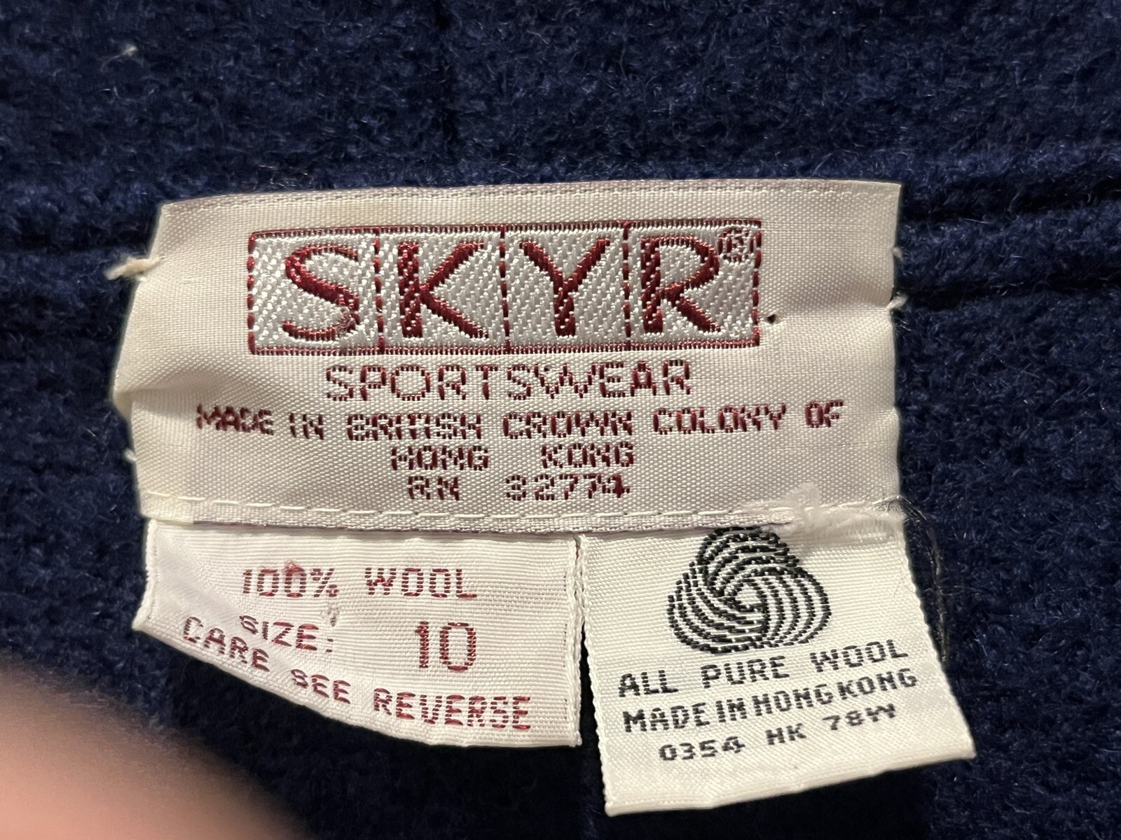 Skyr Women’s Navy Size 10 100% Wool Jacket 1980’s Classic City Vintage