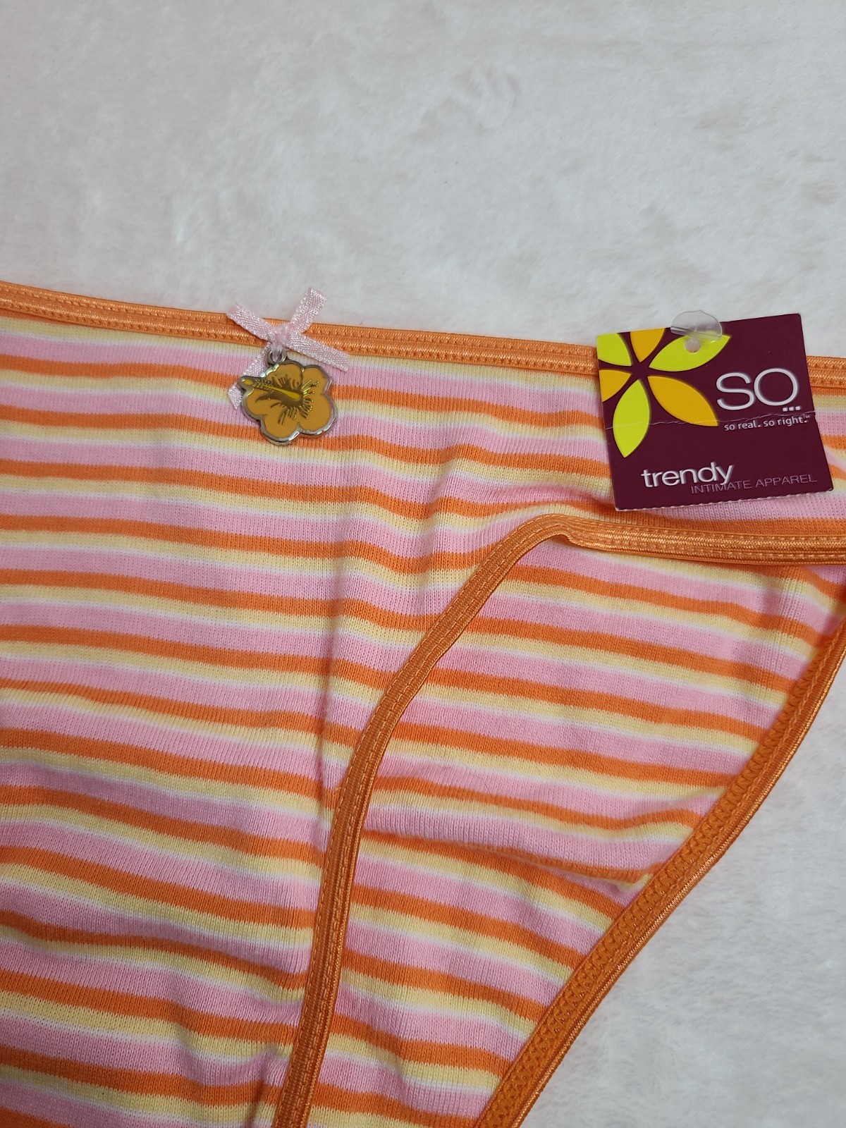New VTG Kohl’s SO Classic Cotton Low Rise Bikini Panty Size Sm Orange Stripe
