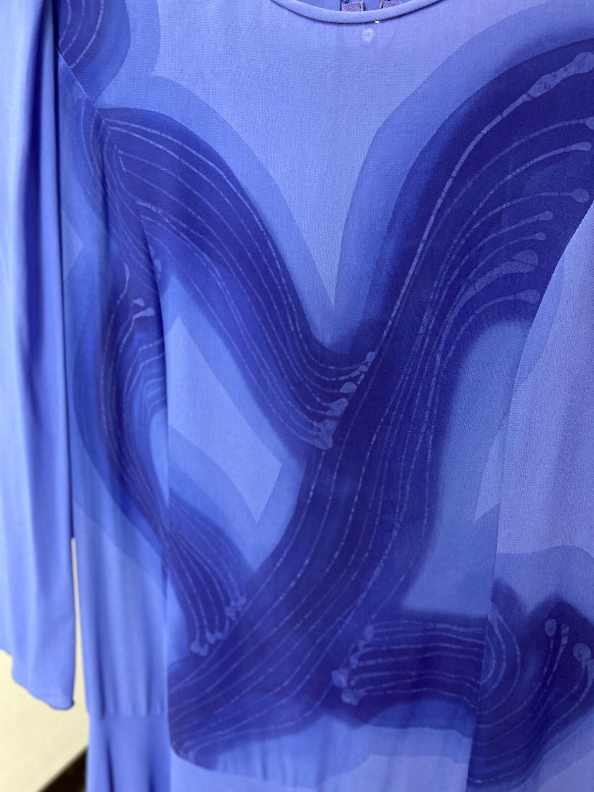 Womens Vintage Blue Cocktail Dress with Full Flowing Skirt with tiered hemline