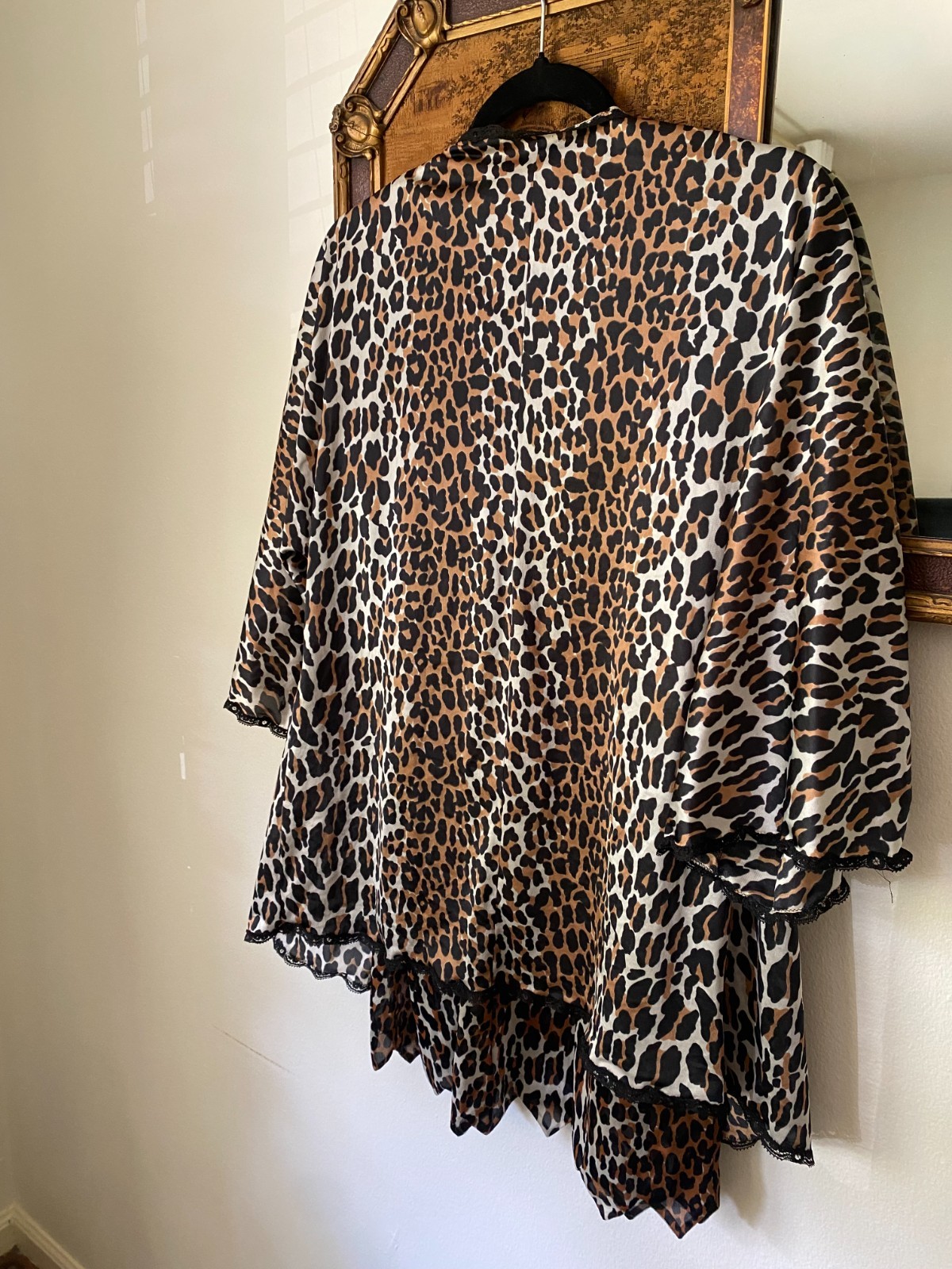 Vintage 1960s Leopard Mini Half Slip & Robe Set Boho Small