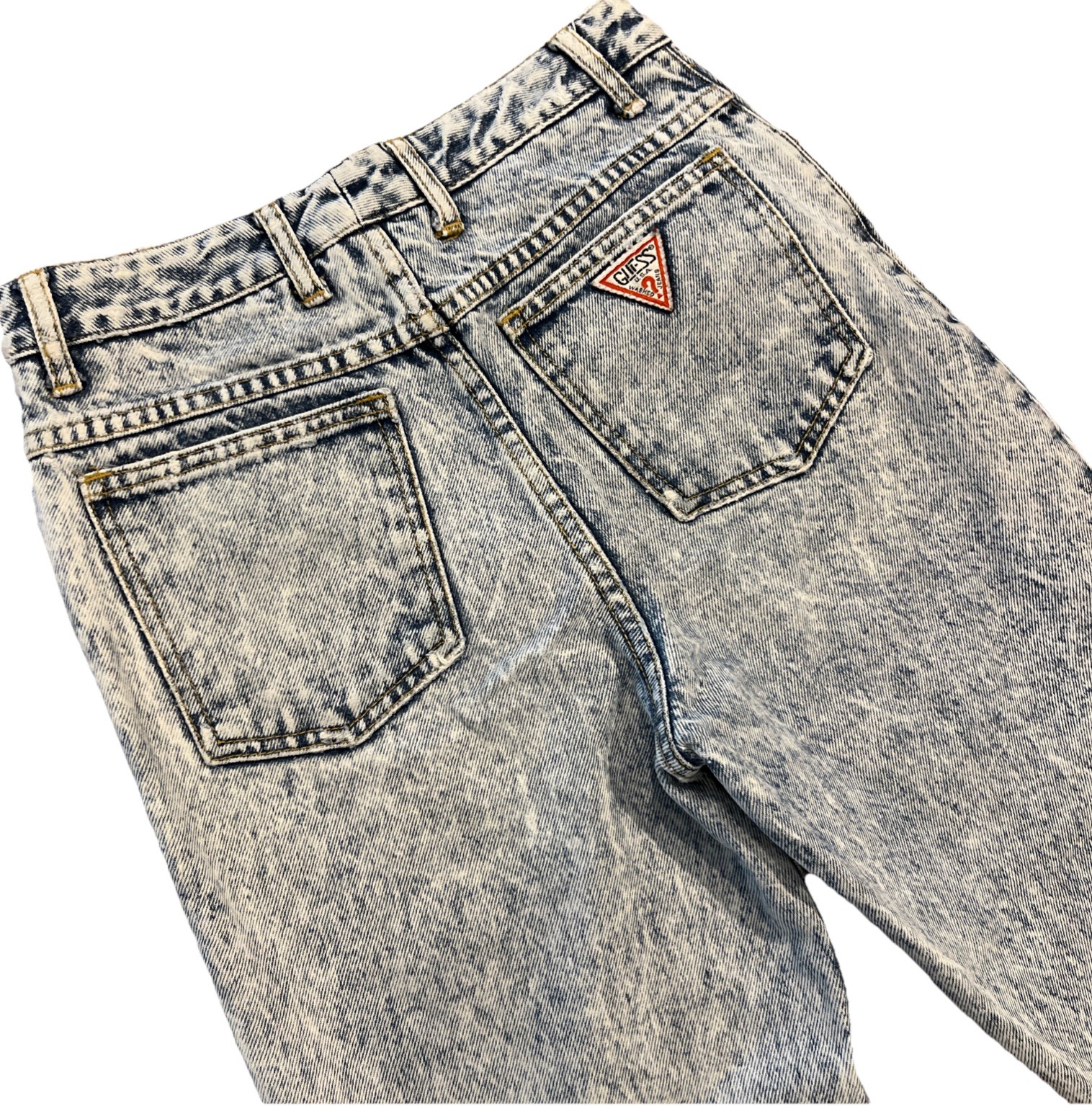Vintage Guess Jeans 26×25 (14) Retro High Waist Acid Wash Ankle Zip 90s 80s